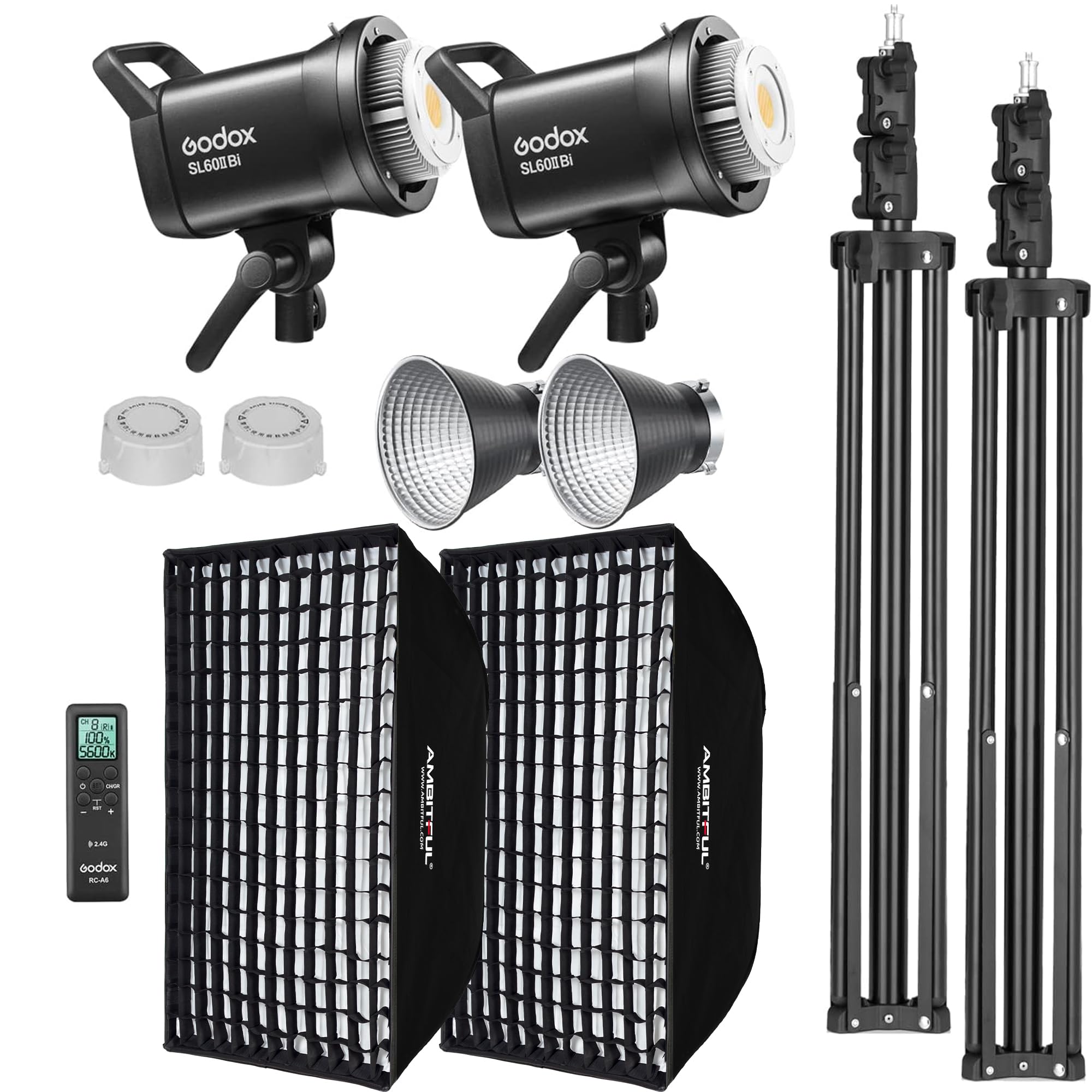 LEDライト GODOX SL60II Bi スタンド&ソフトボックス付 Amazon.com : Godox SL60II-Bi LED Video Light Kit 2 Pack 2800K