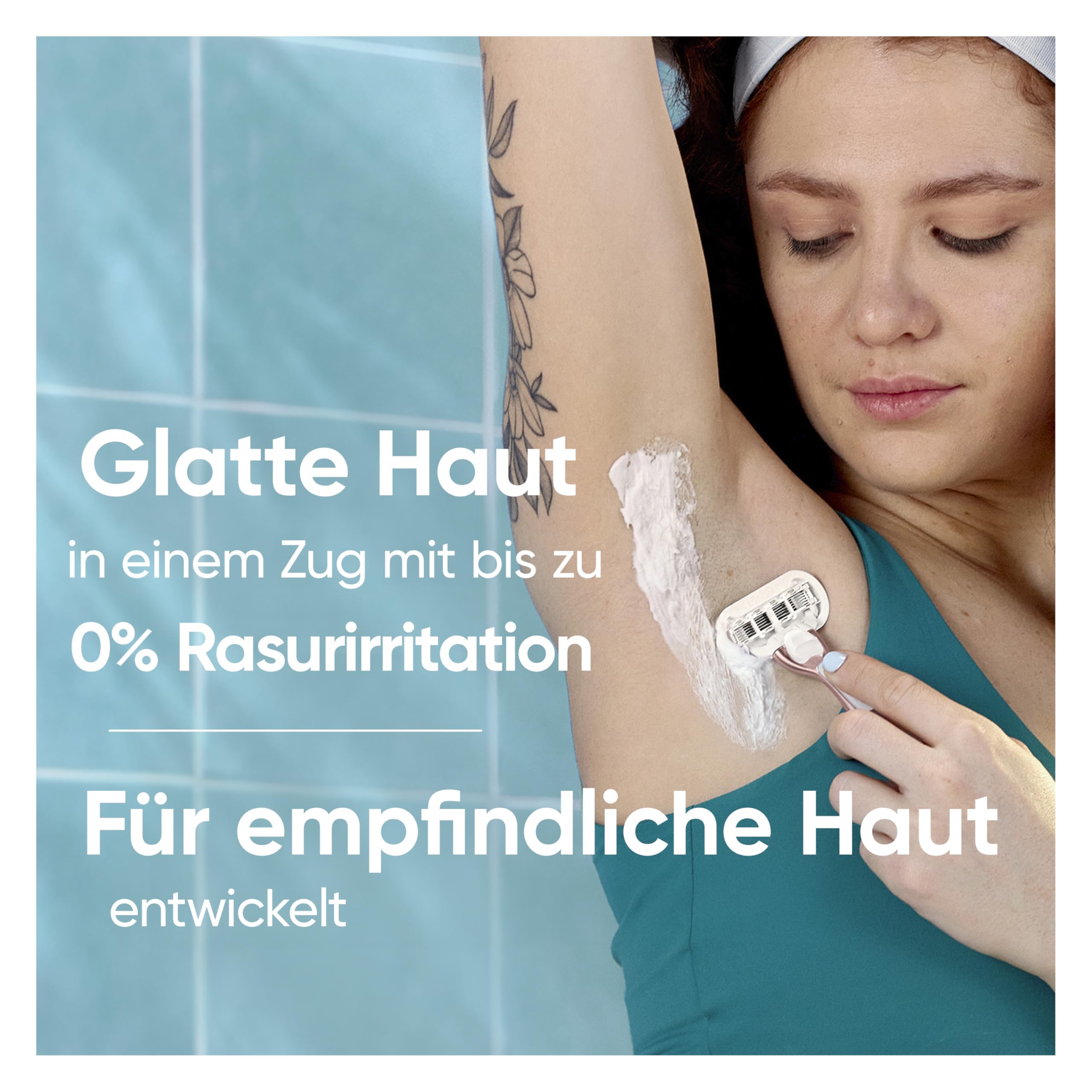 Gillette Venus Pro Smooth Sensitive Rasierer Damen, Metall, Rosegold - Damenrasierer für Empfindliche Haut, Inkl. 9 Rasierklingen für Nassrasierer, Langlebiges Metallhandstück Und Duschhalterung