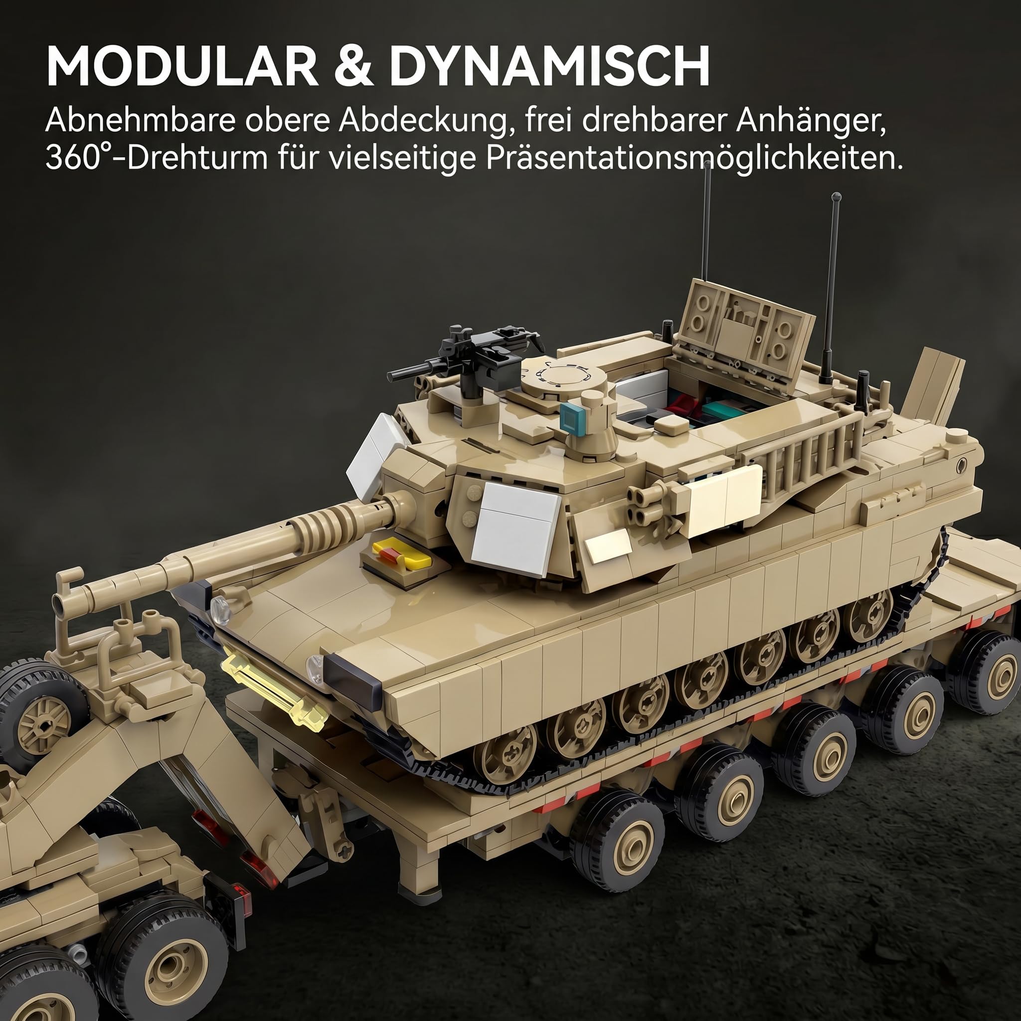Klemmbausteine Panzer und Transportfahrzeug Set für Erwachsene | 3482 Teile WW2 Militär Modell Geschenkbox | Sammlerstücke Geeignet für Schlafzimmer und Arbeitszimmer