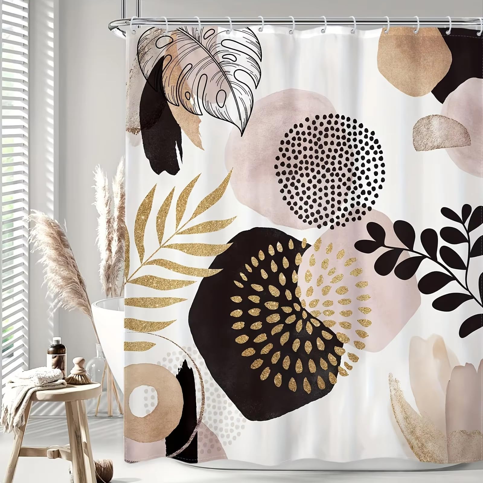 Uiyiui Multicolor-1 Abstract Boho Shower Curtain 94X69in/240X175cm/Wxh Retro Aesthetic Art Unique Shower Curtains, Modern Minimalist Fabric Waterproof Bathroom Decor Curtain With Hooks