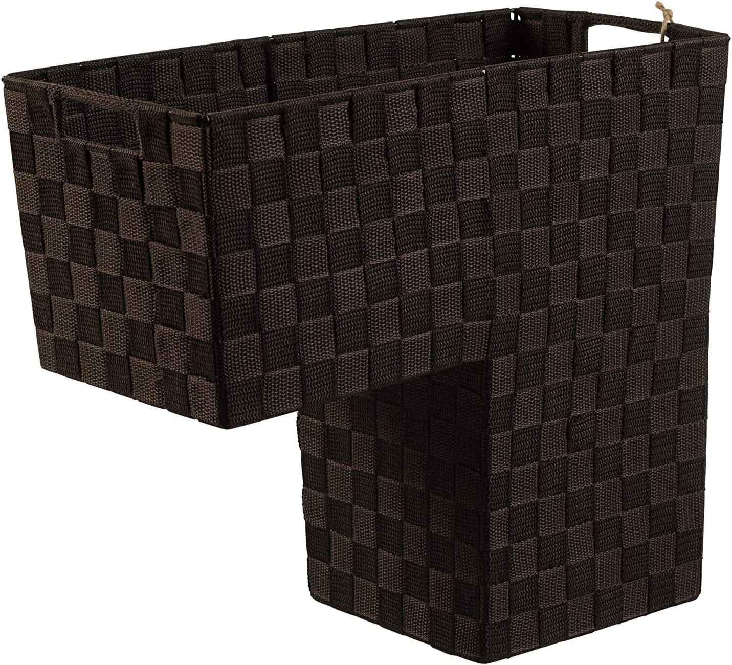 HomeModele Wicker Look Stairs Basket Stairs Storage Basket Organizer with Handles Nylon-Woven (Black) (Brown)