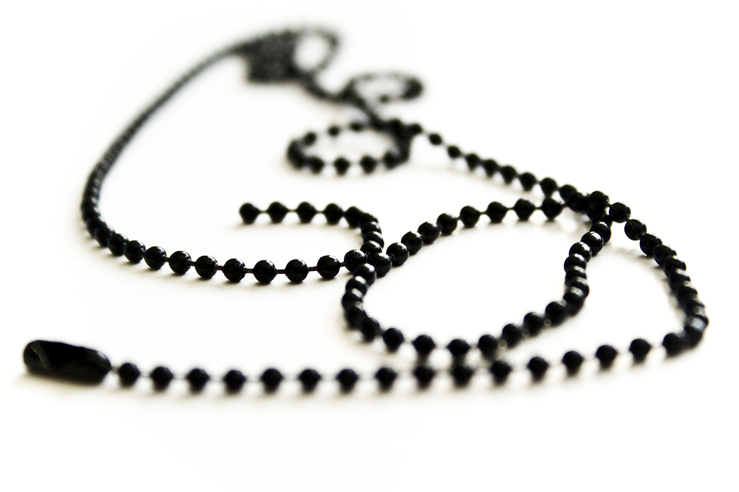 ●BLACK BALLED 24 inch Military Spec Black Epoxy Coated 2.4mm Ball Chain