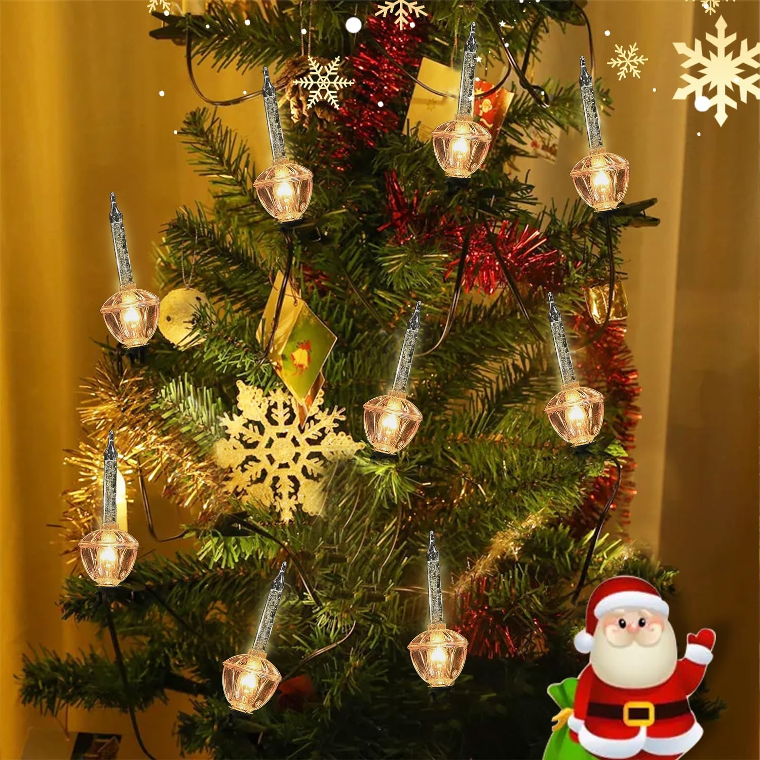 Couah Christmas Bubble Lights Silver Glitter String Lights with 10 Bulbs (1 Spare Bulbs),9FT Bubble Lights with C7/E12 Base, Traditional Christmas Lighting for Christmas Tree Xmas Party Holiday Decor