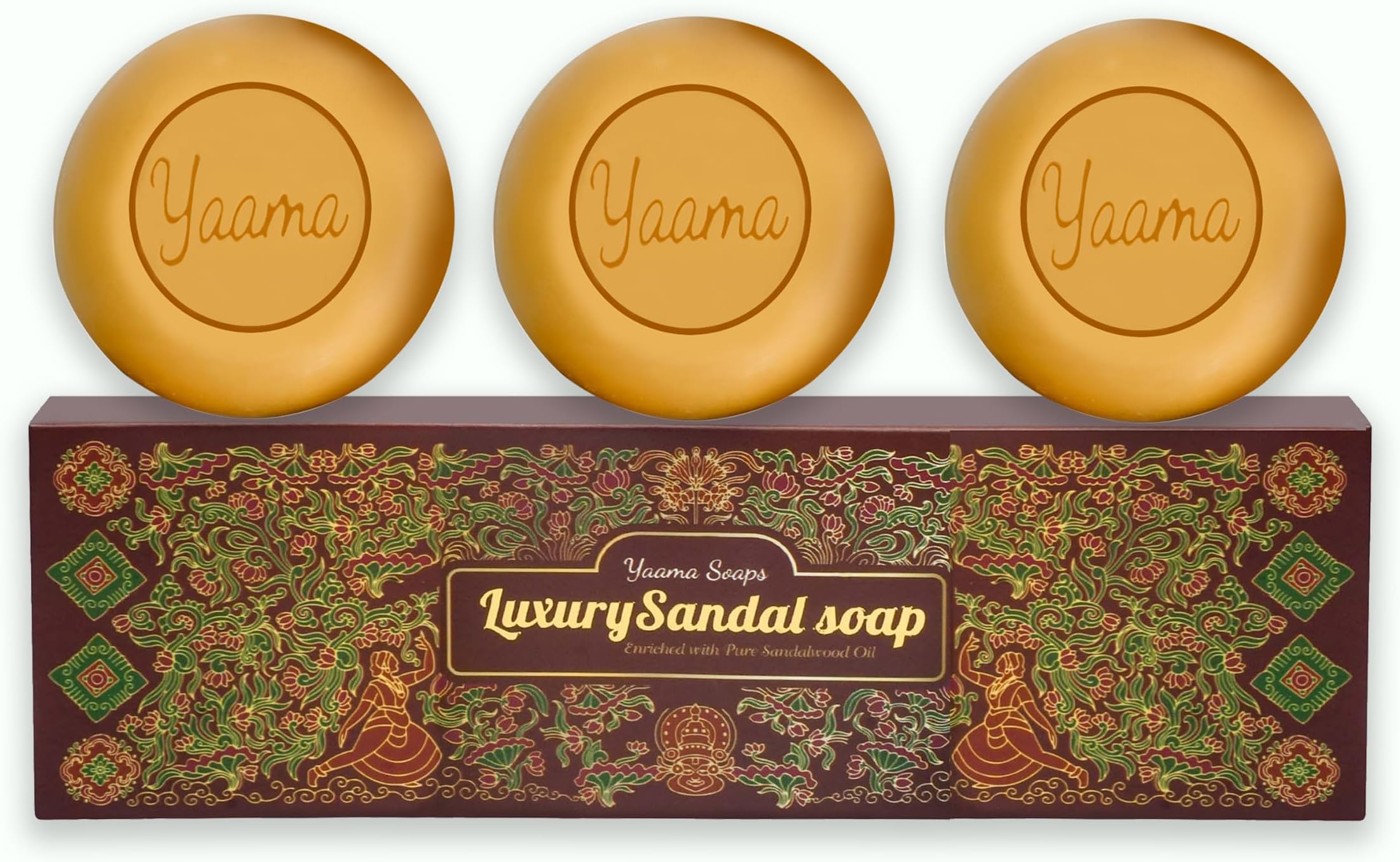Luxury Sandal Soaps Enriched with Pure Sandalwood Oil | Skin Friendly | Soaps For Bath | Long-Lasting Fragrance | | Trio Pack (Pack of 1, 3 Units)