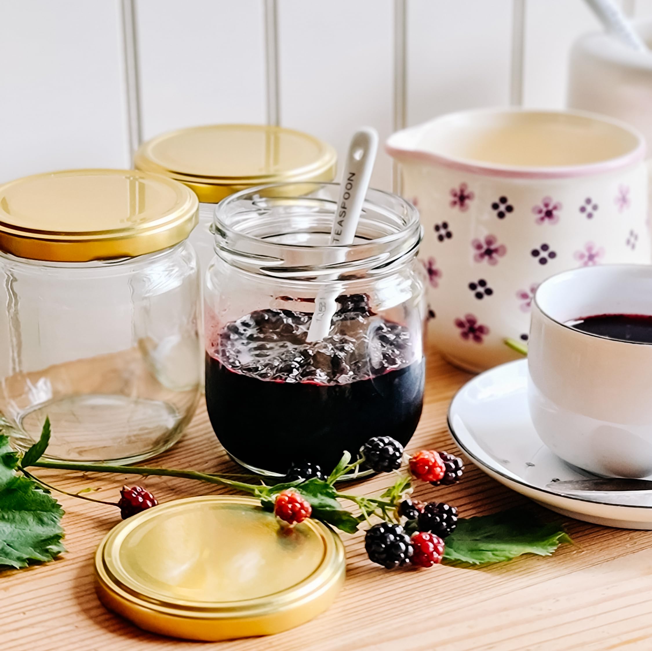 72x Einmachgläser mit schraubdeckel 450 ml - Einweckgläser mit Etiketten - Marmeladengläser mit Deckel Gold - Schraubgläser mit Deckel - gläser - Einmachglas - TO 82 (72 Stk.)