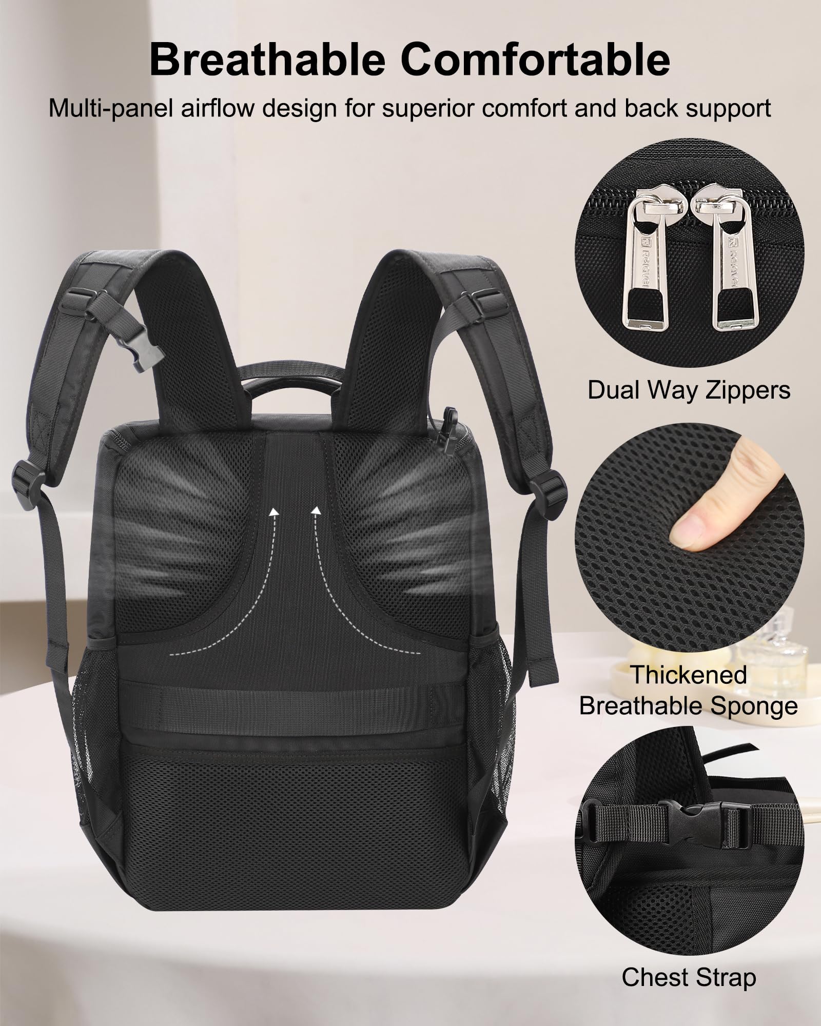 Relavel Large Black Barber Travel Backpack Bag