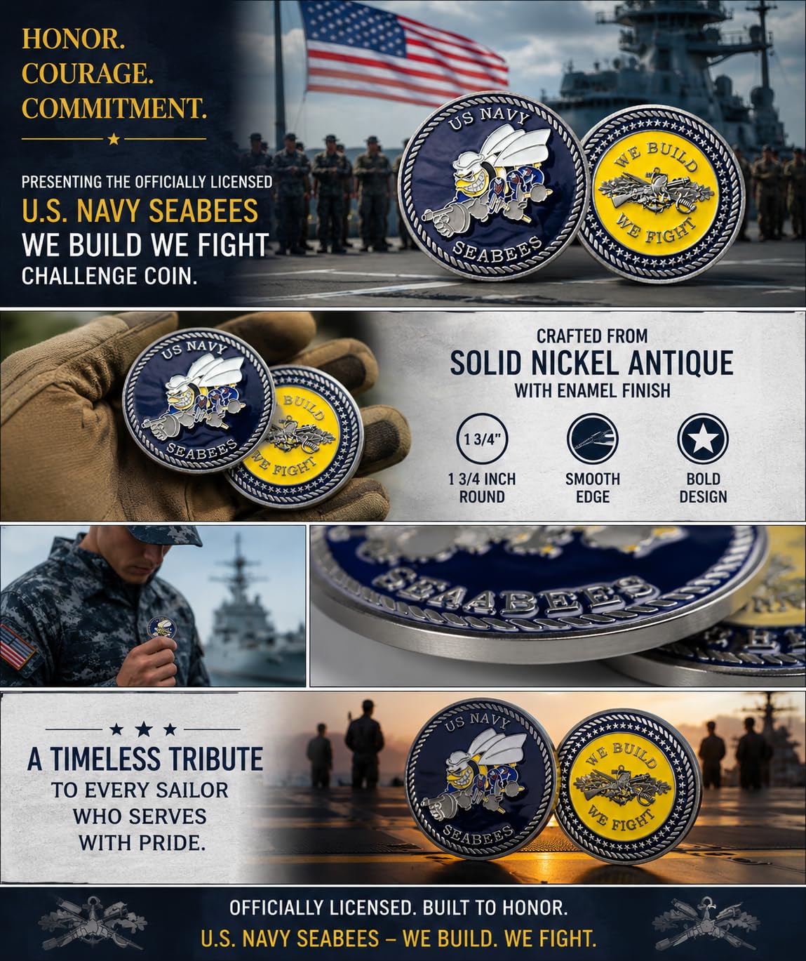 Amazon.com: U.S. Navy Seabees We Build We Fight Challenge Coin