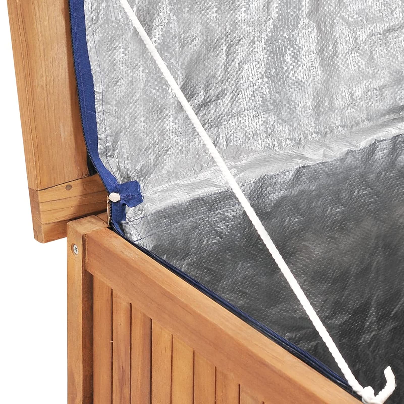 Baule Da Giardino In Legno Massello Di Teak 60x50x58cm - Cassapanca Contenitore Esterno - Foto 8