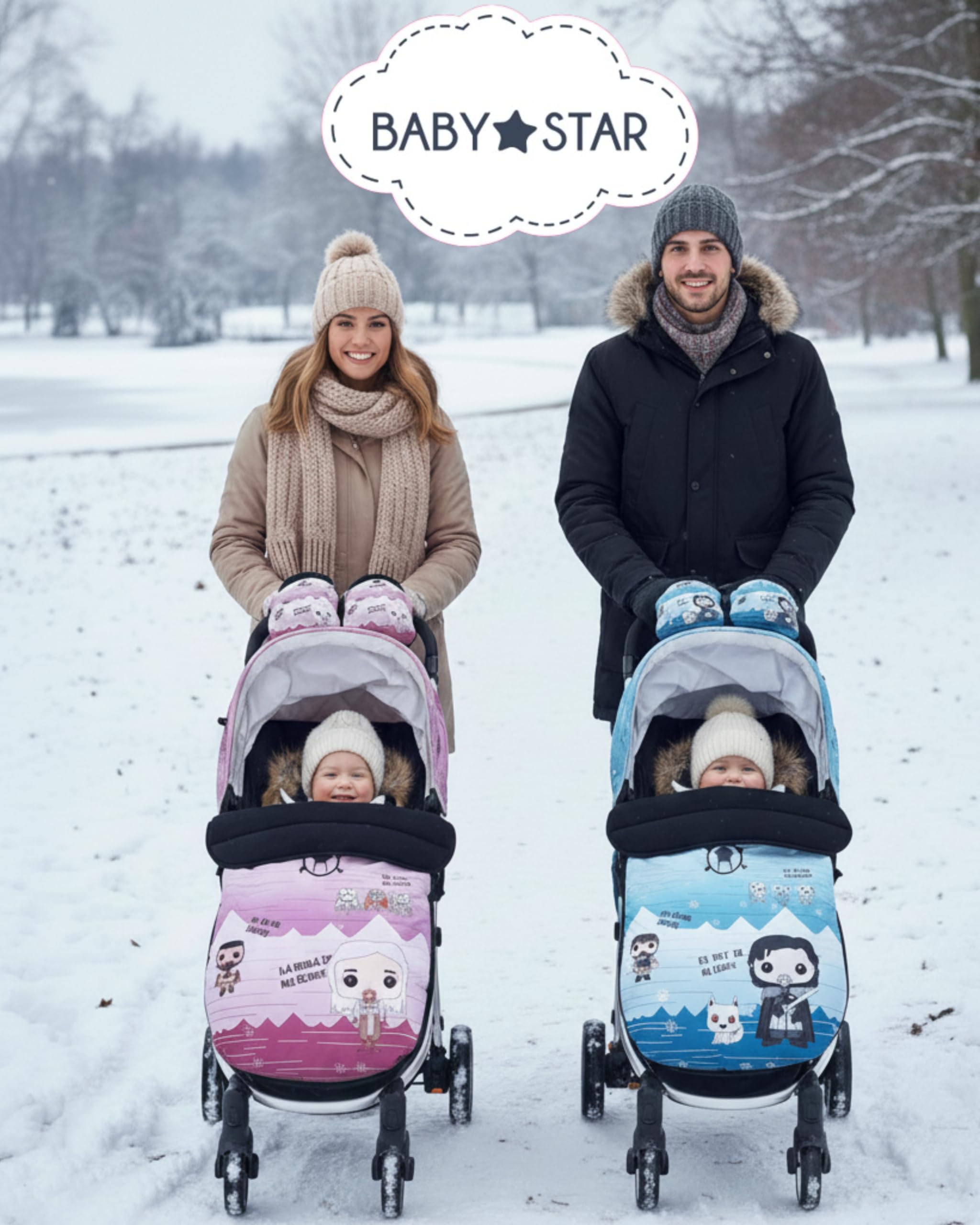Conjunto de saco más manoplas para silla de paseo universal, saco bebe invierno más manoplas con polar extrasuave, saco carro bebé impermeable, desmontable, doble apertura, resistente hasta -15 grados