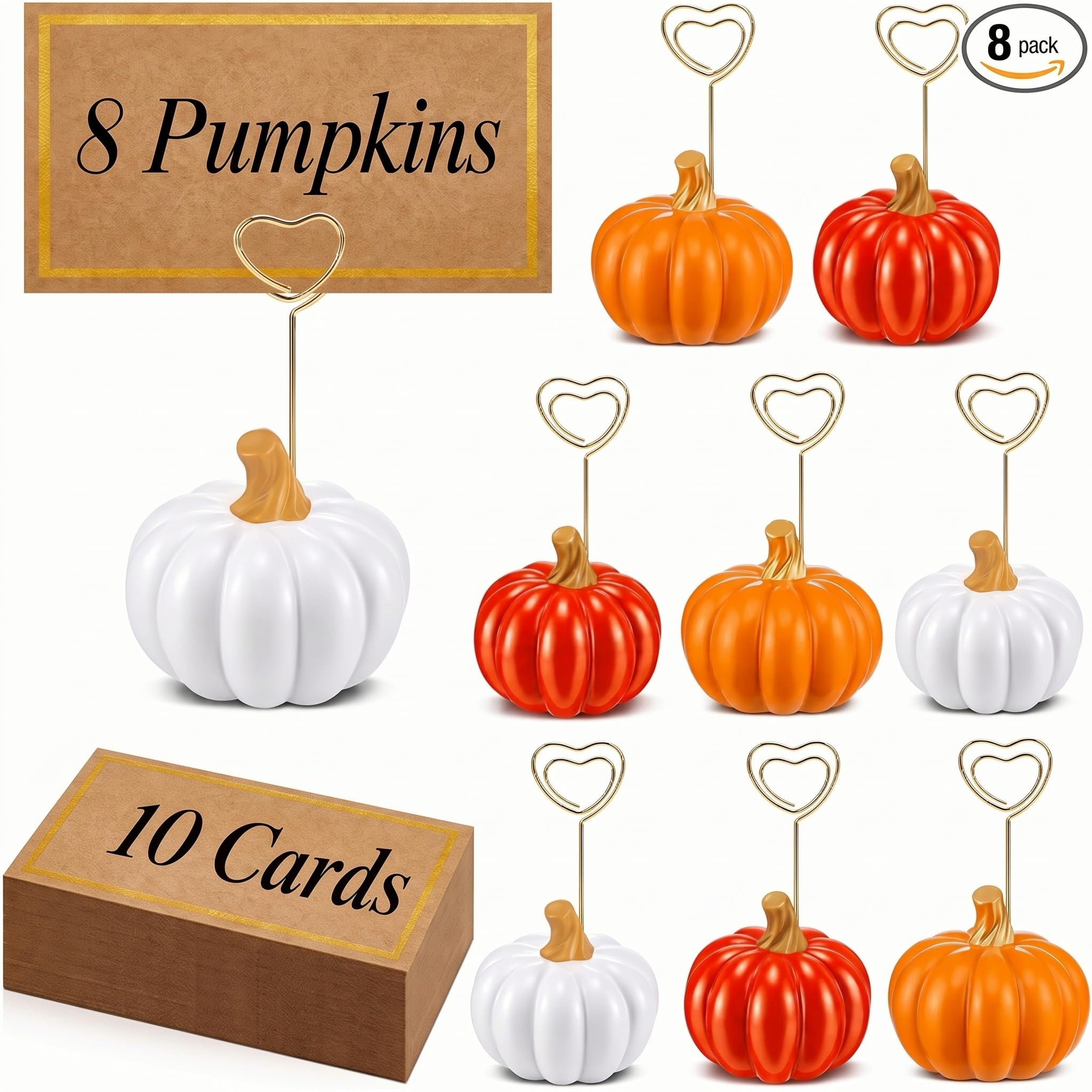 Qeeenar 18 Pcs Pumpkin Card Holders White,Orange,Dark Orange