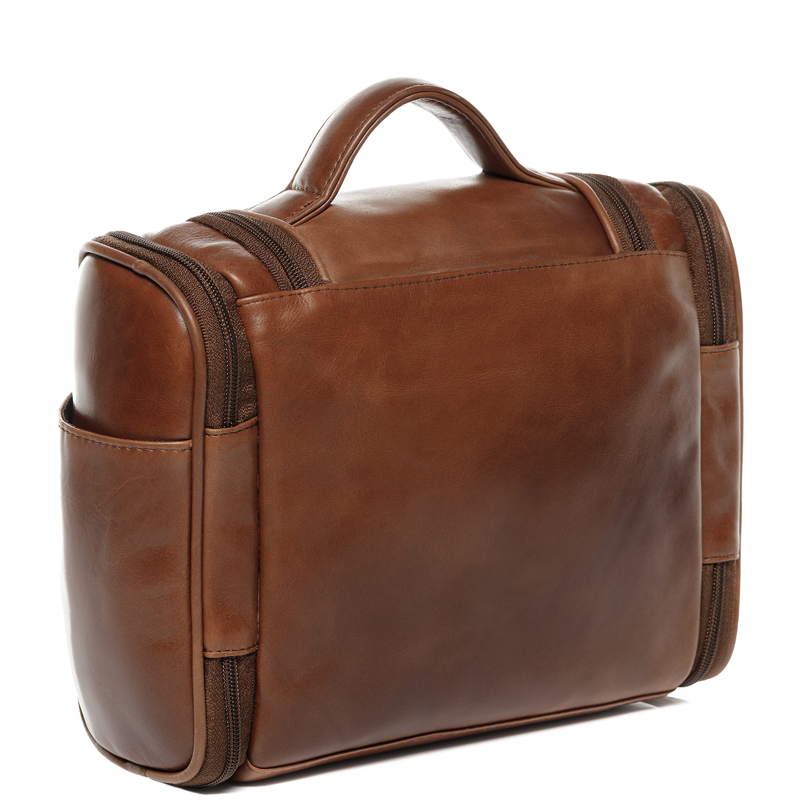 SID & VAIN Trousse de Toilette Cuir véritable Dexter nécessaire de Voyage Grand pour Hommes et Femmes Trousse de Maquillage Marron