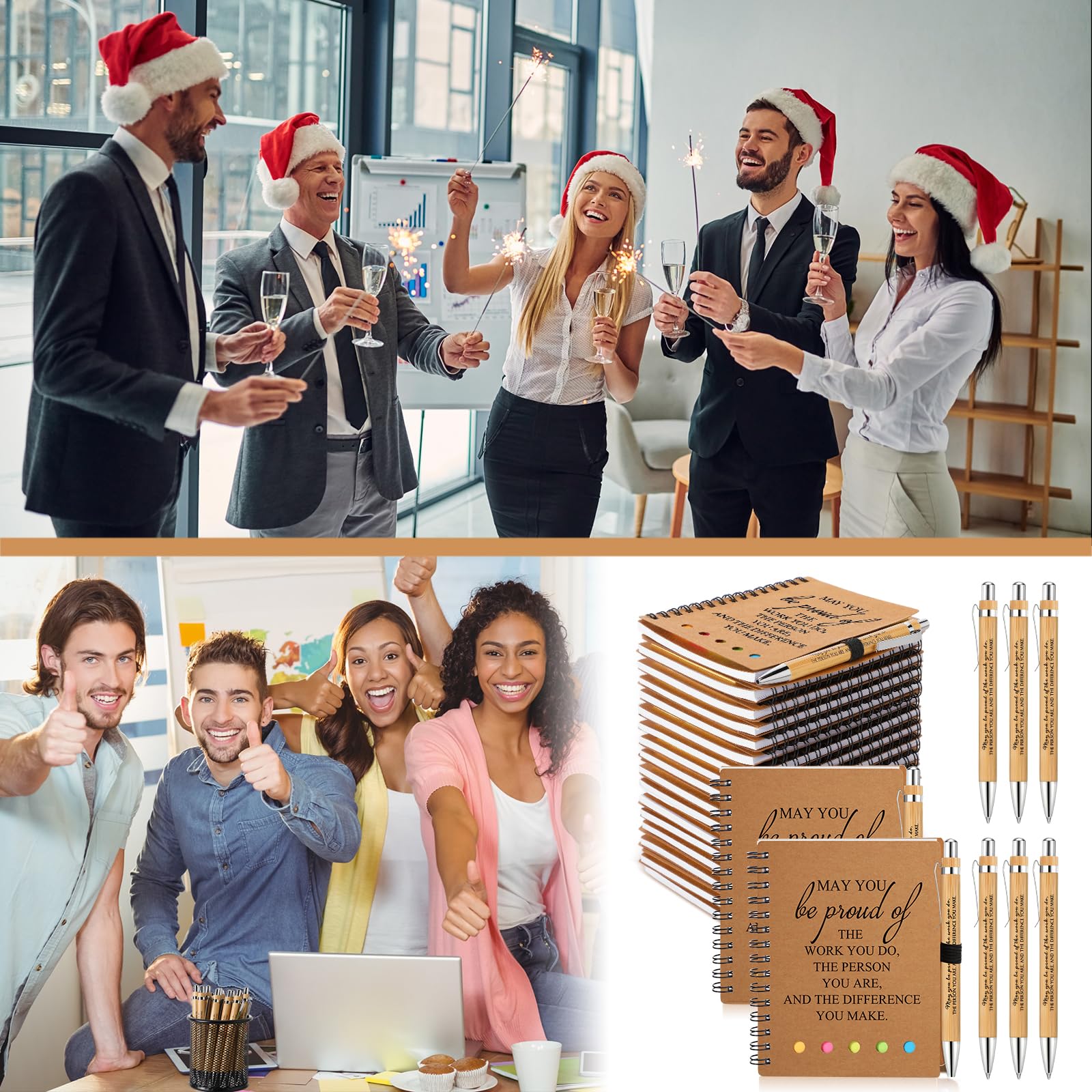 Moinchore Taccuino di apprezzamento, idea regalo per università, laurea, ringraziamento, agenda settimanale a spirale, con penne in bambù, per studenti, insegnanti, infermiere, volontari, dipendenti