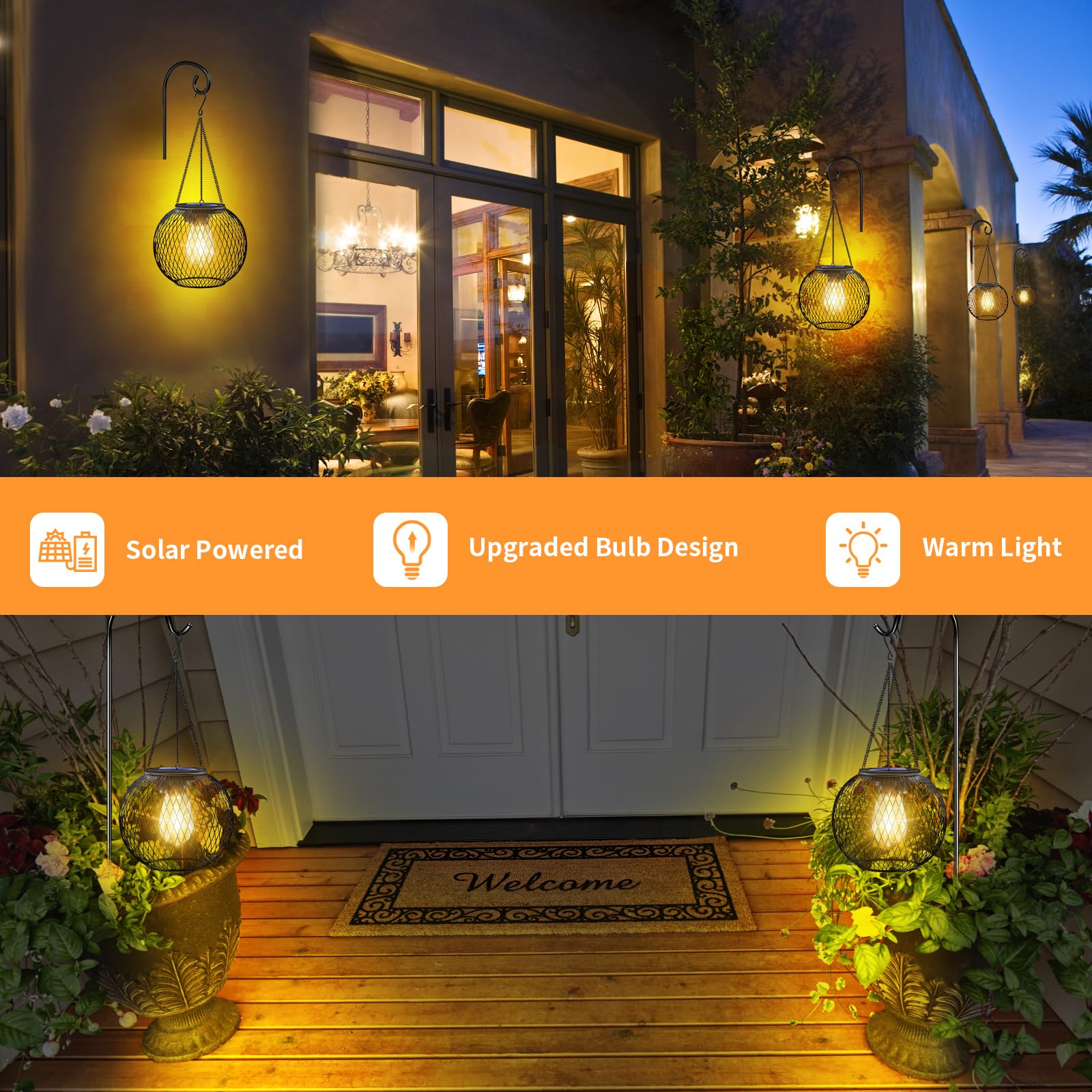 UBright Lot De 2 Lanternes Solaires D'extérieur étanches En