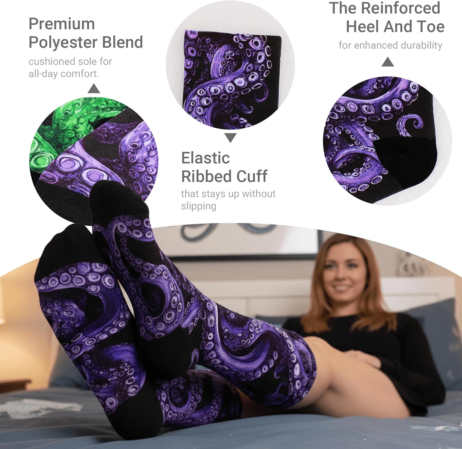 Octopus Socks for Men and Women - Funny Novelty Crew Socks Gift for Octopus Lovers - Image 3