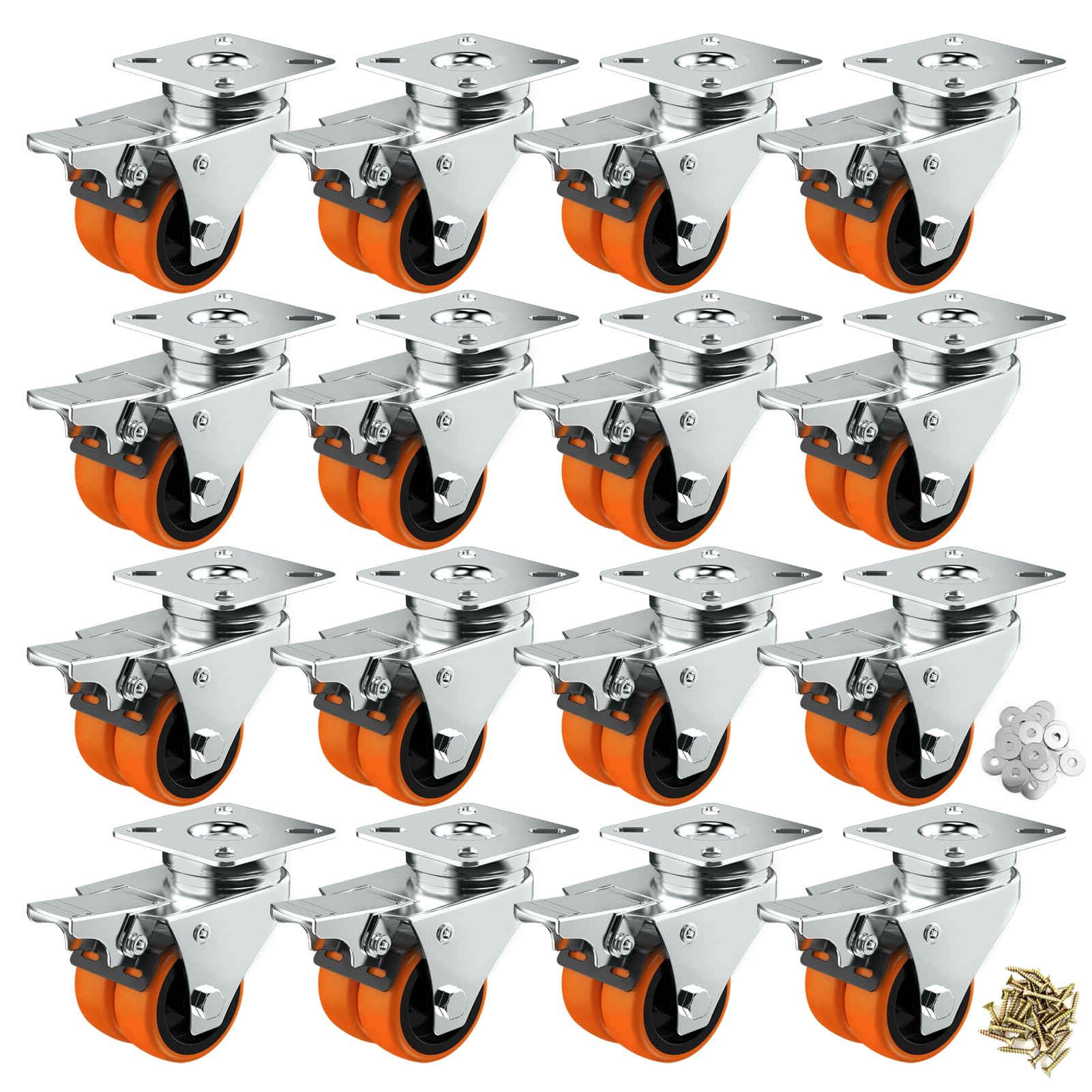 Heavy Duty Caster Wheels with Brake - 2 Inch -16