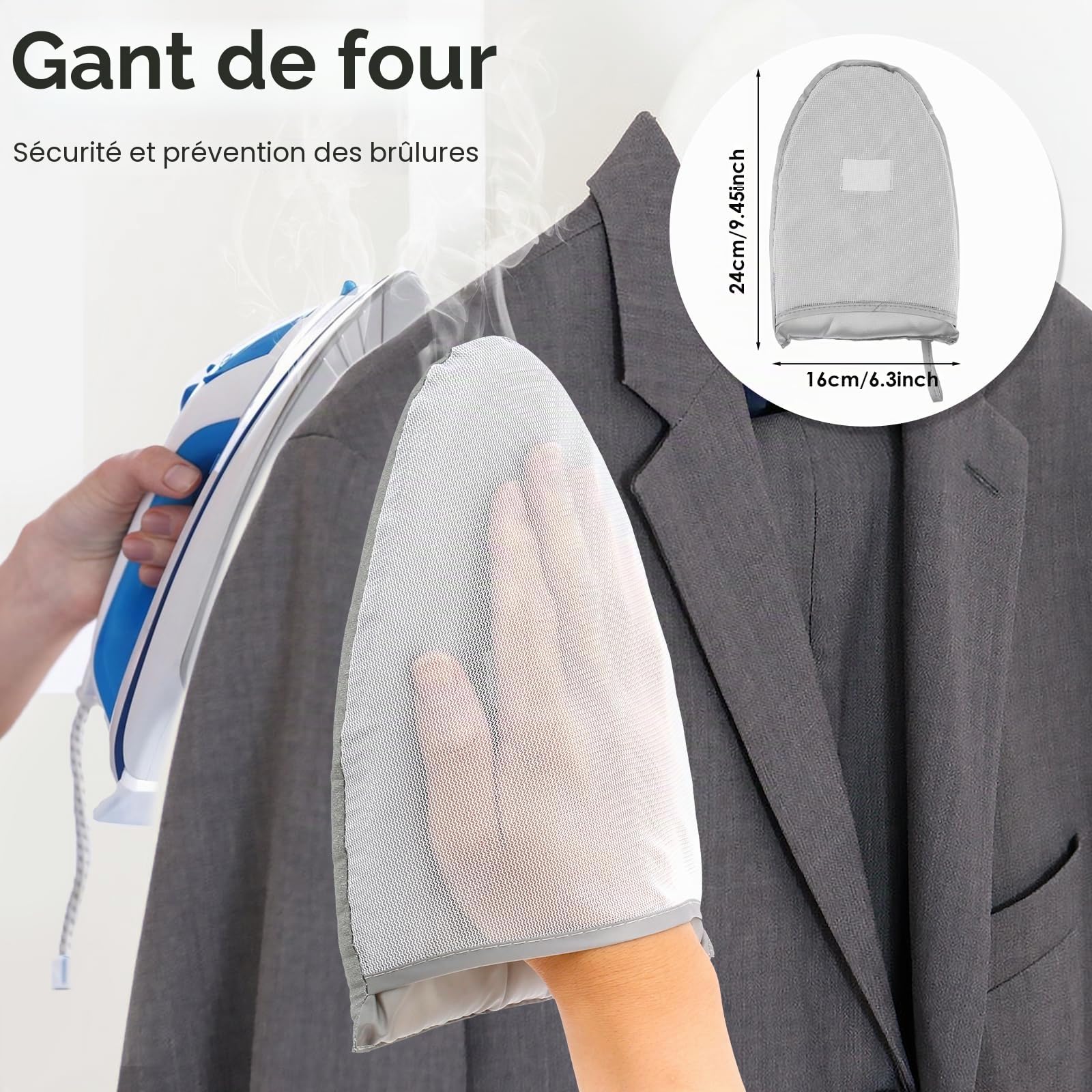 Support vapeur Steamer pour cintres, pliable, avec coussin de repassage et gants, support à vapeur rotatif à 360°, longueur réglable de 84 à 160 cm, séchoir portable pour vêtements