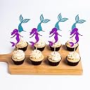 The Banner Company | Set of 8 Mermaid Cupcake Toppers | Enchanting Under-the-Sea Party Decorations | Birthday Cake Picks | Kids Mermaid Theme Supplies gallery image