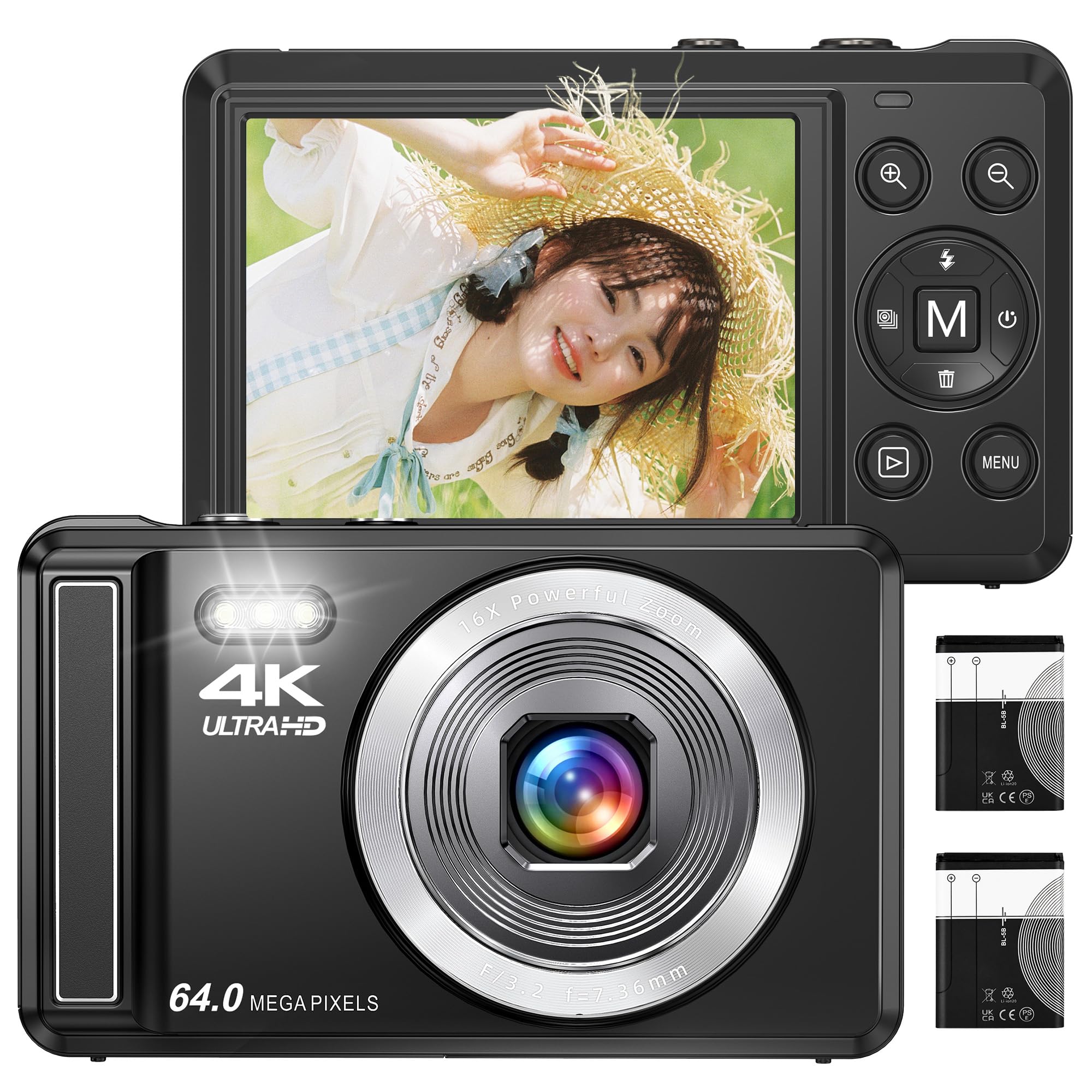 Amazon | デジカメ 4K 6400万画素 デジタルカメラ AFオートフォーカス