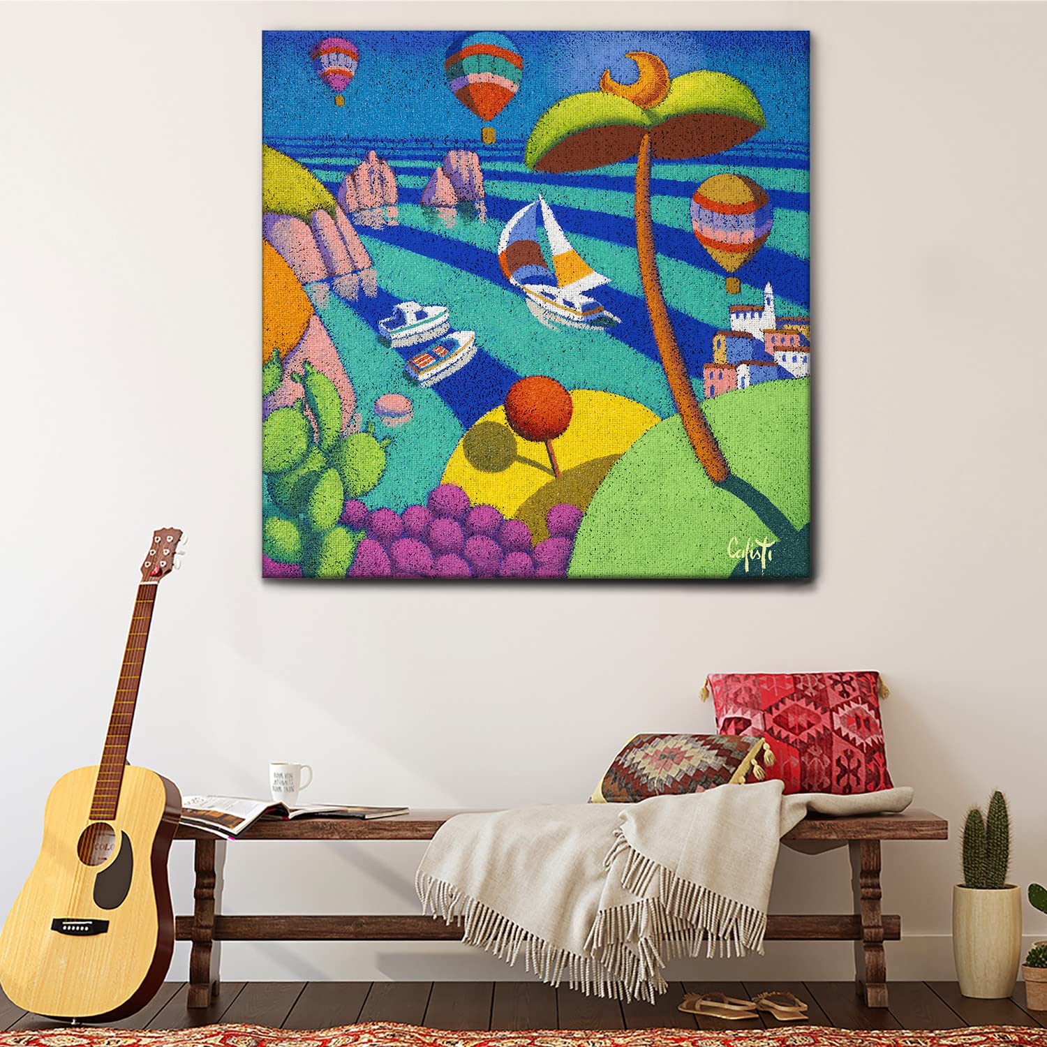 Giallobus - Quadro - Stefano Calisti - Isola di Capri - Tela canvas - 100x100 - Pronto da appendere - Quadri moderni per la casa