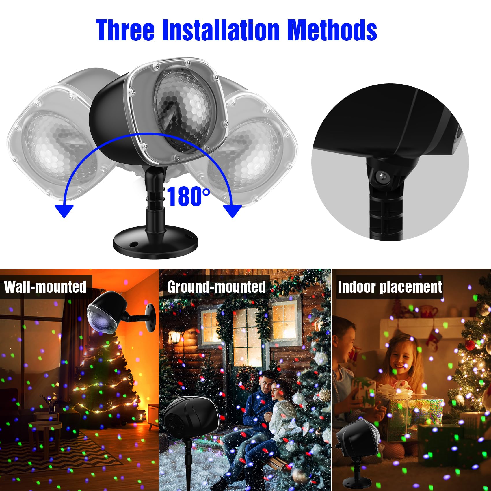 Proyector de luces de Navidad de Halloween para exteriores, proyección de nieve caída giratoria de 15 colores con control remoto, puntos móviles, luces de paisaje para el hogar, interior, patio 4