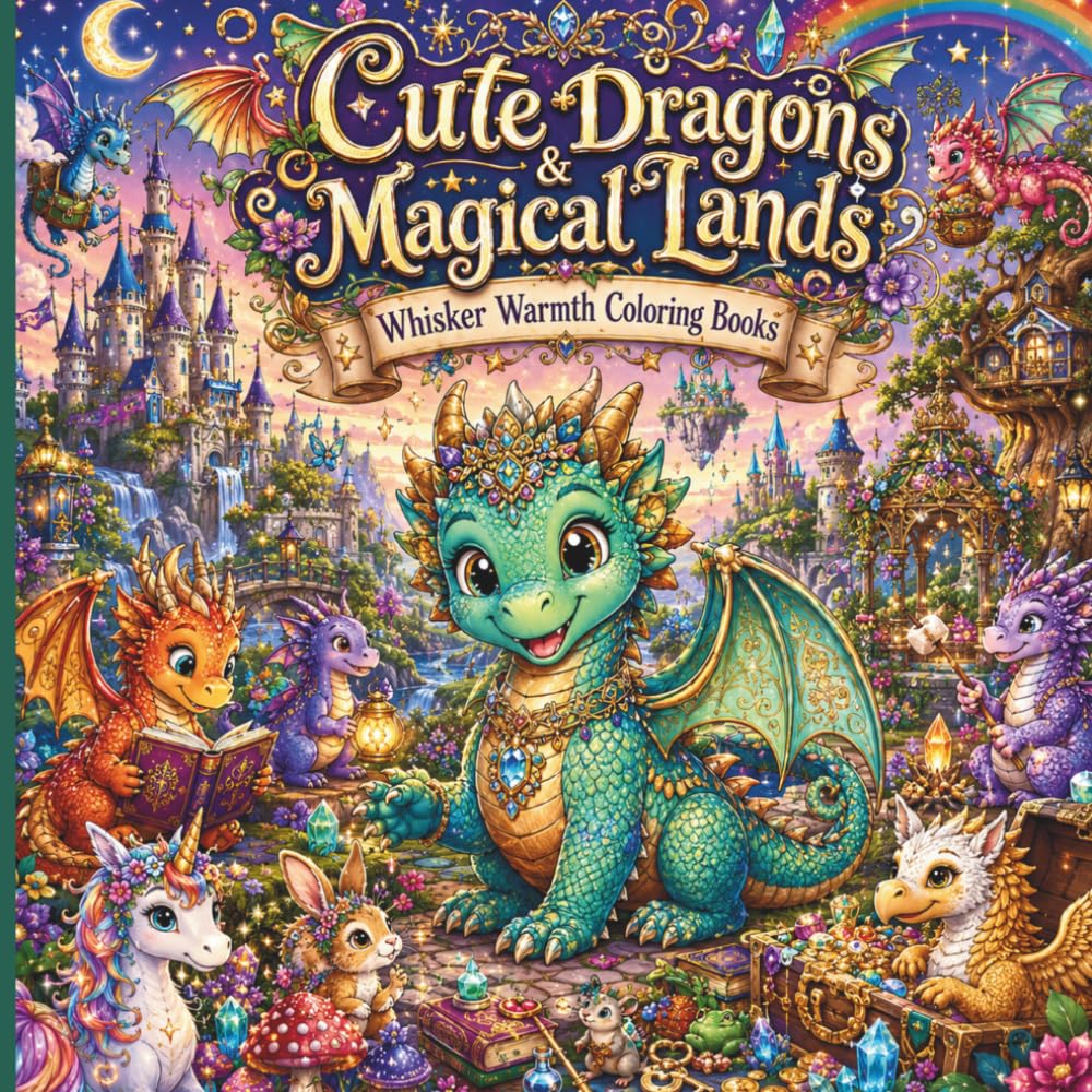 Cute Dragons & Magical Lands: A Cozy Fantasy Coloring Book Featuring Adorable Dragons, Enchanted Castles, Magical Forests, and Whimsical Adventures (Magical Fantasy Collection)