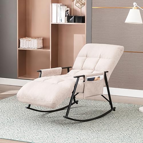 Miniatura 1 de BALUS Silla mecedora grande ajustable para niños, moderna tumbona, puede acostarse o dormir, silla basculante individual para apartamento, sala de