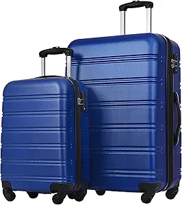 Merax Luggage Sets of 2 Piece Carry on Suitcase Airline Approved,Hard Case Expandable Spinner Wheels (Deepblue)