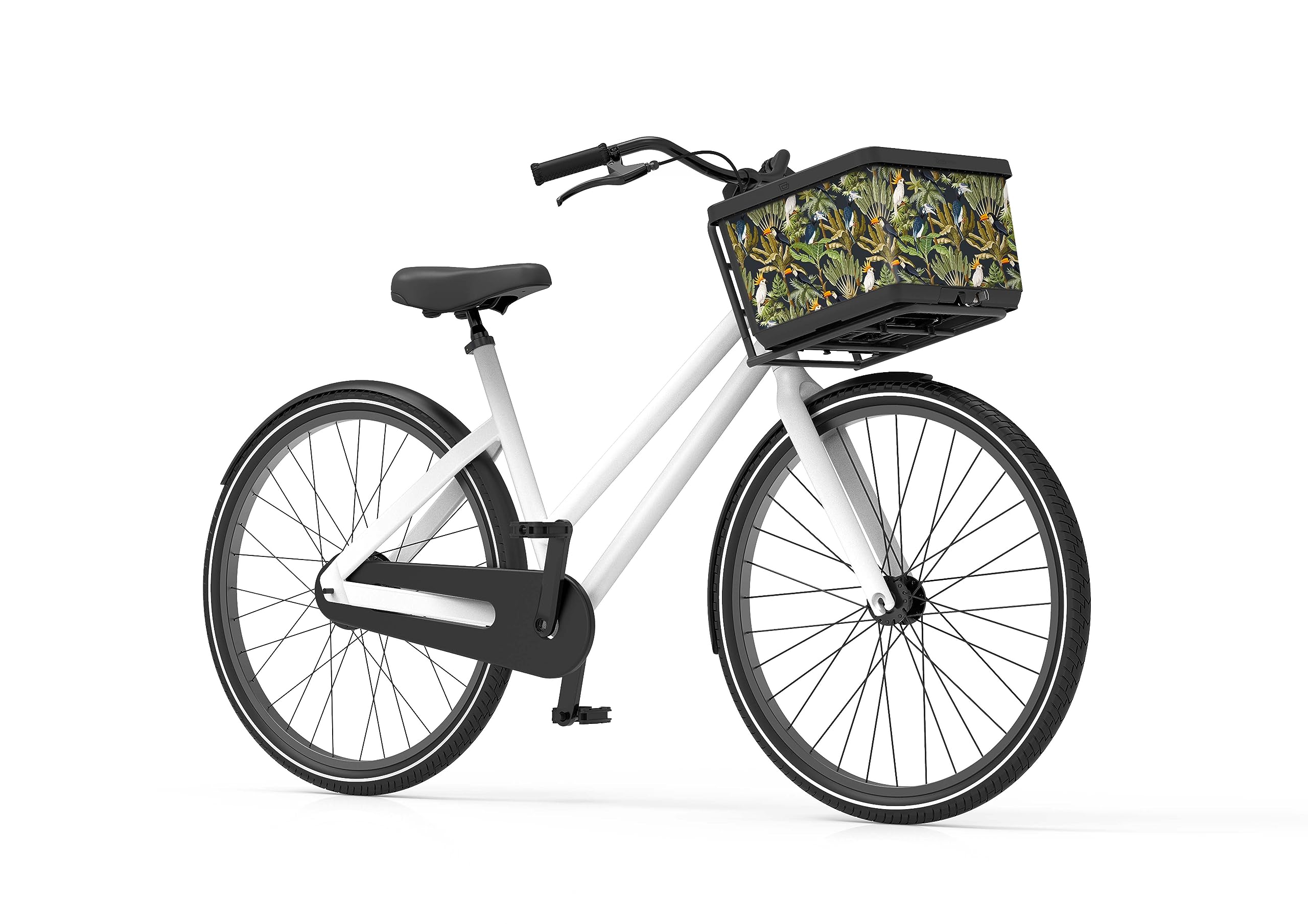 Basky Basket Panier à Vélo Arrière et Avant | Amovible | Motif Dessin | Caisse pour vélo & e-Bike | Adaptable avec Système de Clic et Verrou intégré | Matériaux Durables