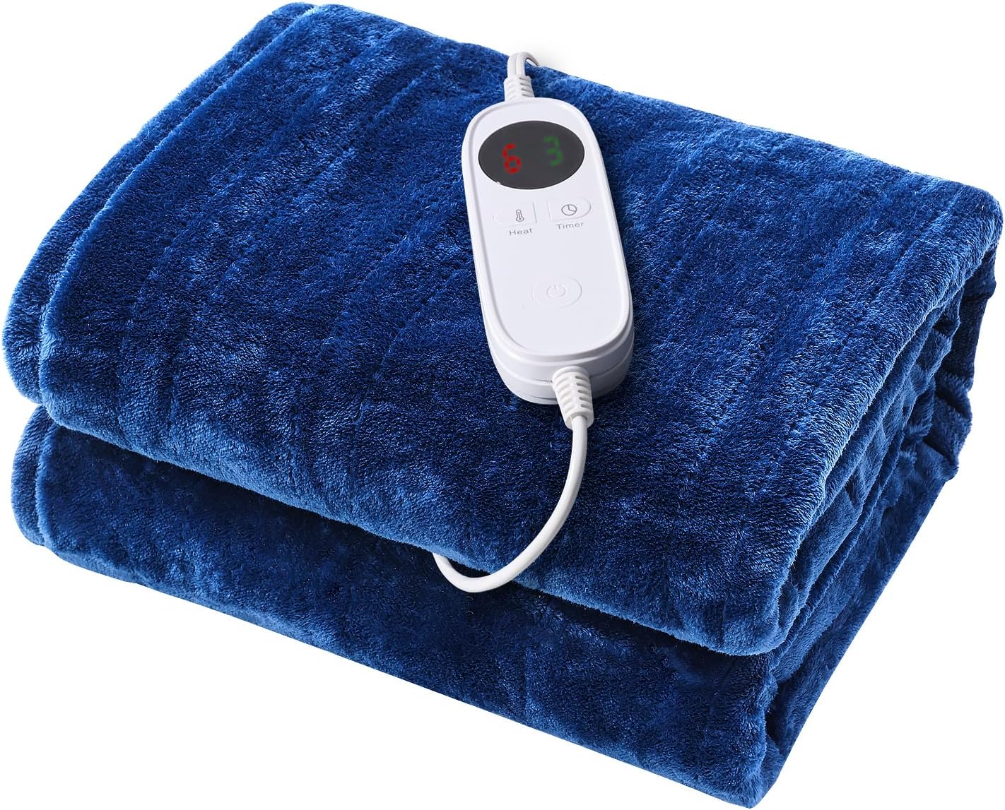 HYLEORY Heated Blanket Electric Throw Navy 50" x 60" Flannel Fast Heating Blanket,6
