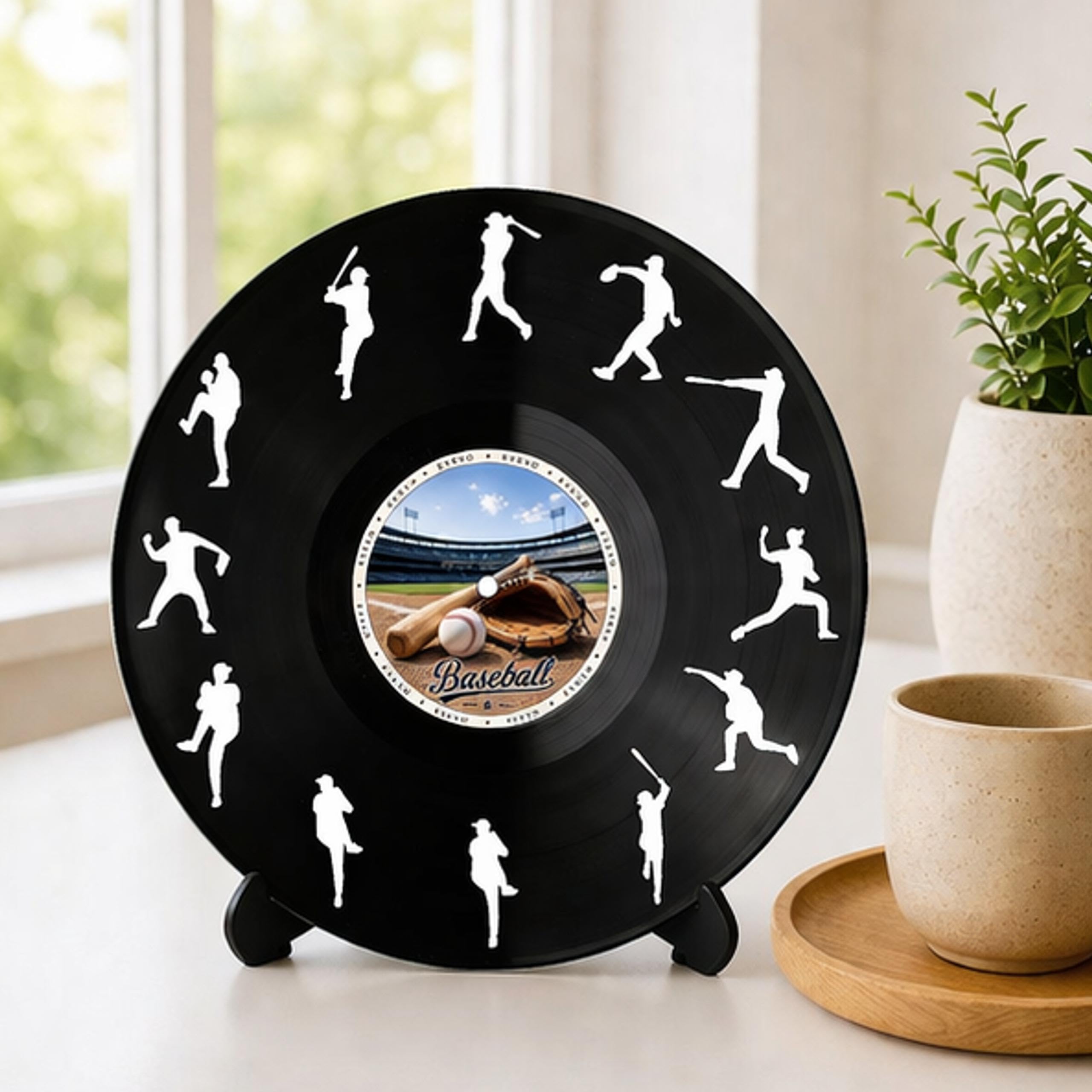 EVEVO D0033 - Decorazione da parete a forma di disco di baseball, in vinile, ideale come regalo per gli appassionati di baseball