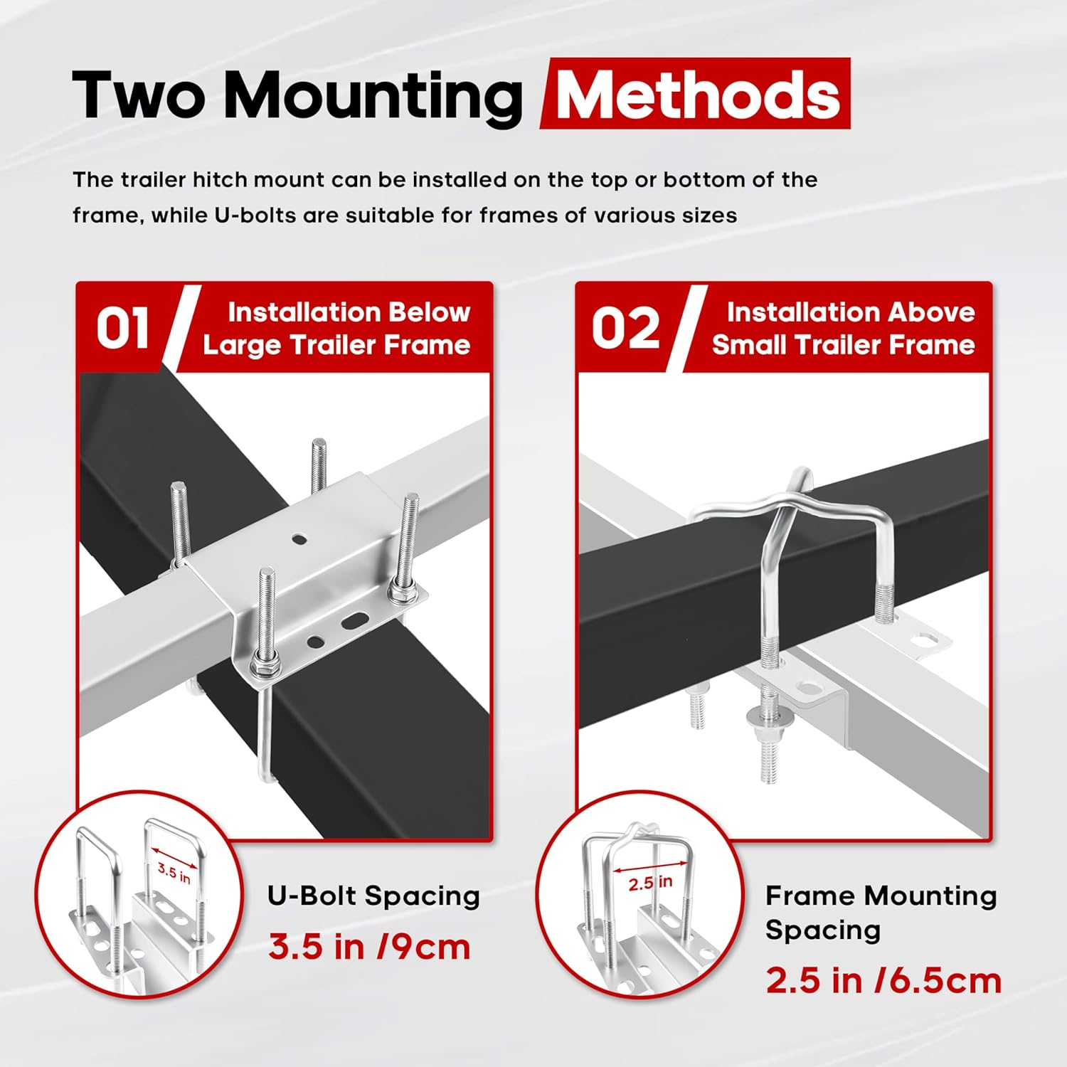 40/48 Adjustable Boat Trailer Guide-ons, Rustproof Electro-Galvanized Steel Trailer Guides, Boat Trailer Guides Poles with Black PVC Pipes Fit for Ski Boat, Fishing Boat, Sailboat Trailer 2PCS