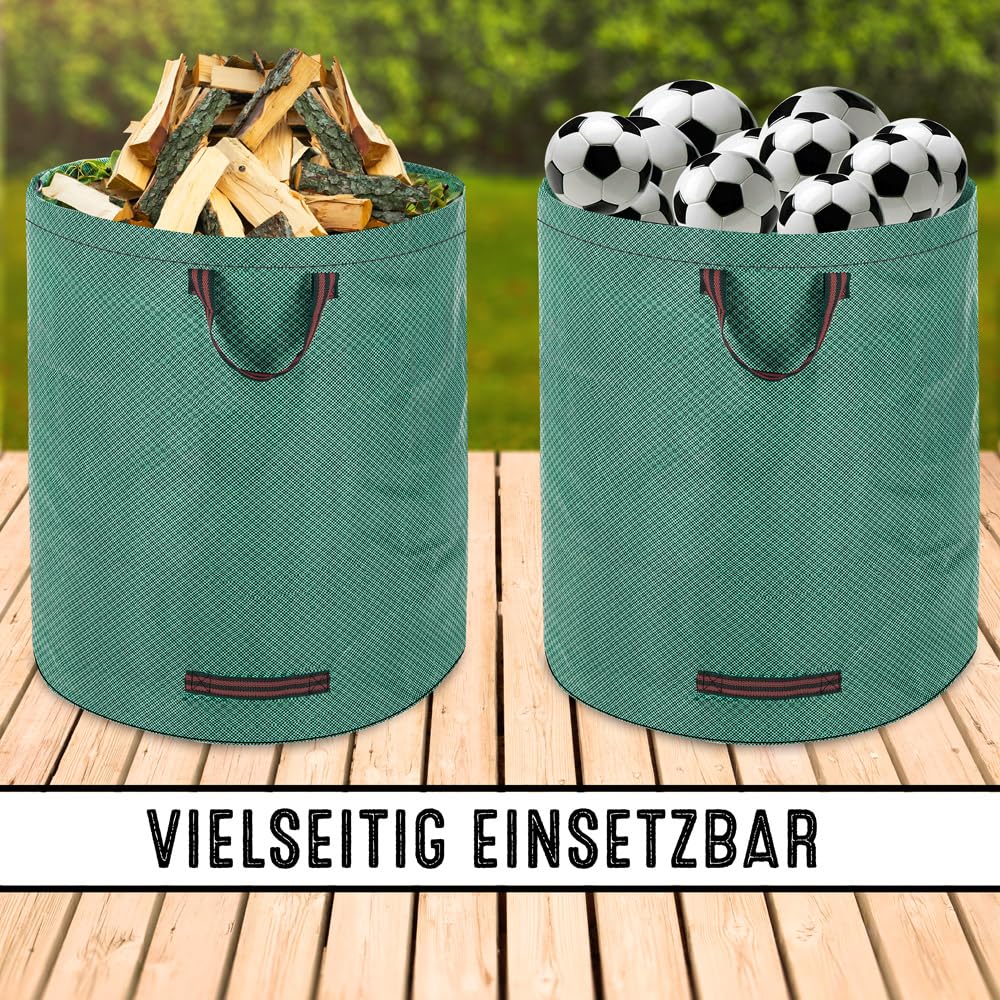 GARDEBRUK® Gartenabfallsack 6x280 Liter 50 kg Belastbarkeit doppelte Nähte 3 stabile Griffe robust abwaschbar Garten Rasensack Gartentasche Laubsack