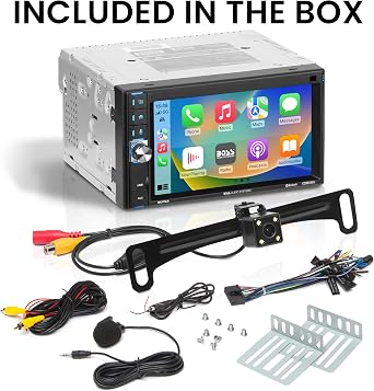 BOSS Audio Systems BCP62-RC Car Stereo - Apple CarPlay, Double Din, 6.2 Inch Capacitive Touchscreen, Bluetooth, No CD DVD Player, AM/FM Radio Receiver, Backup Camera