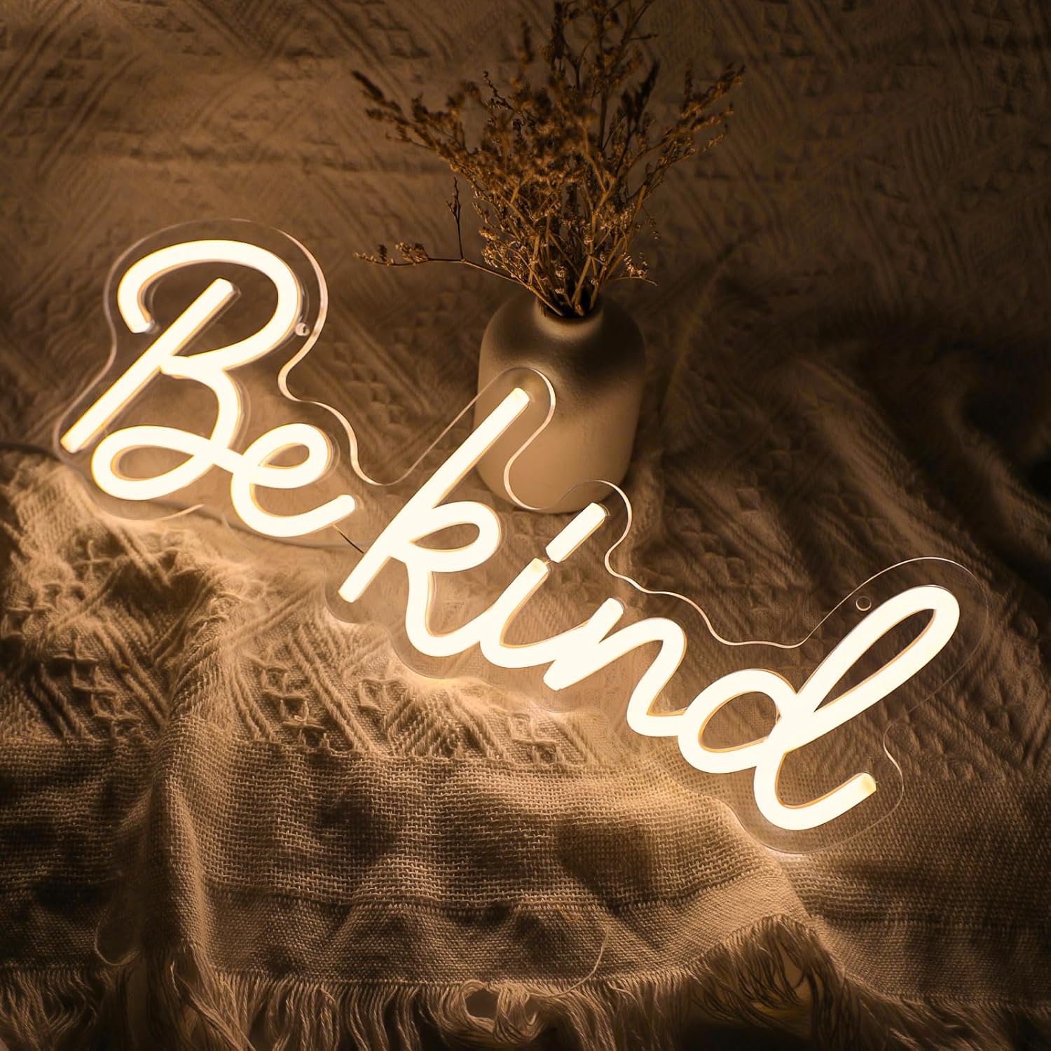 Be Kind Neon Sign, Classroom Neon Sign Dimmable LED Kids Neon Lights Inspirational Signs for Wall Decor, Warm White Be Kind Light Gift for Classroom, Bedroom, Kids Room, Dorm, Office, Bookstore Boutique