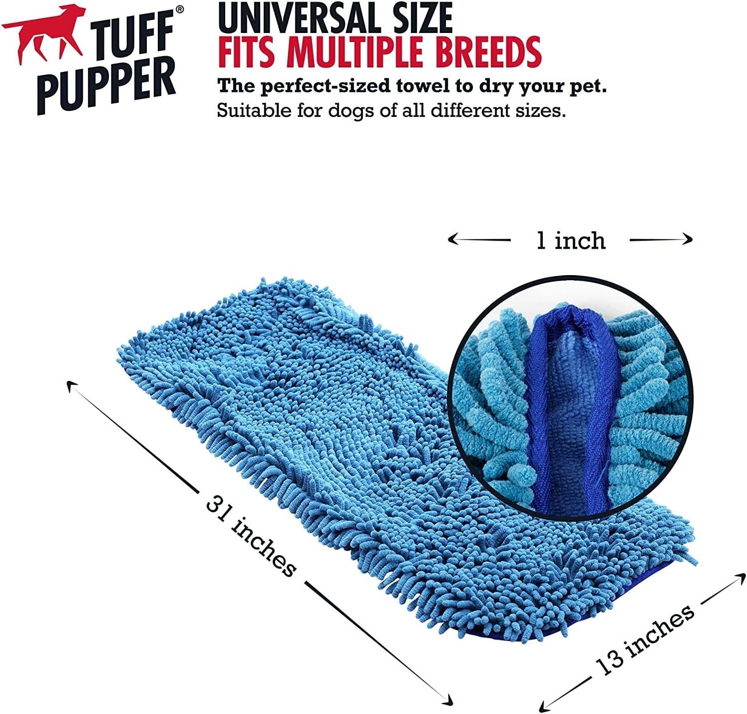 Tuff Pupper Small Fast Drying Bath Robe & Quick Dry Towel for Dogs | Ultra Absorbent Microfiber Shammy | Blue