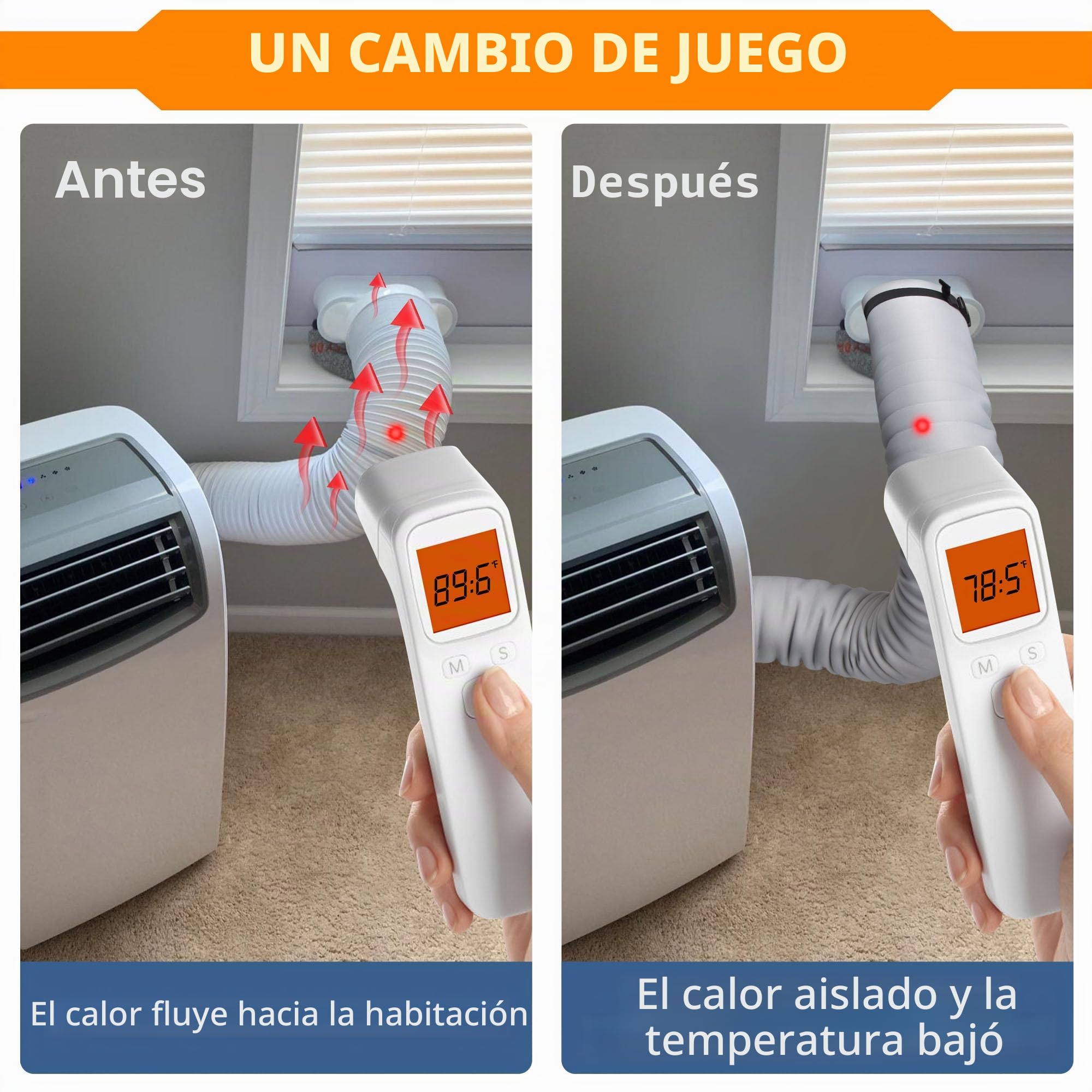 Funda de aislamiento portátil para manguera de aire acondicionado, cubierta aislada, se adapta a mangueras de 5 y 5.9 pulgadas, fácil instalación con 3 correas