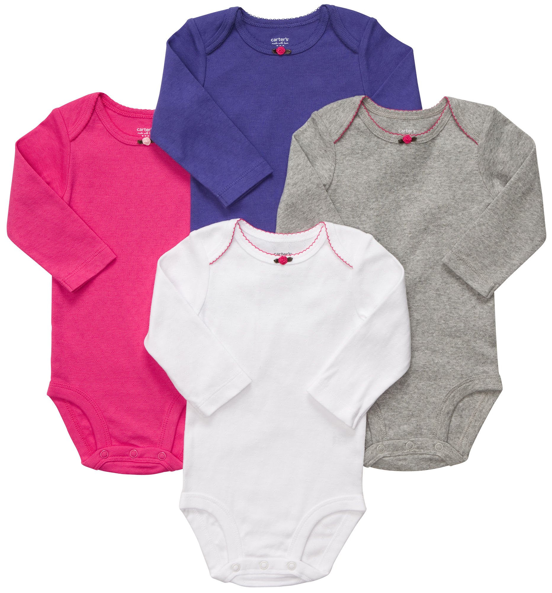 Carter's Baby Girls 4-Pack Long Sleeve Bodysuits
