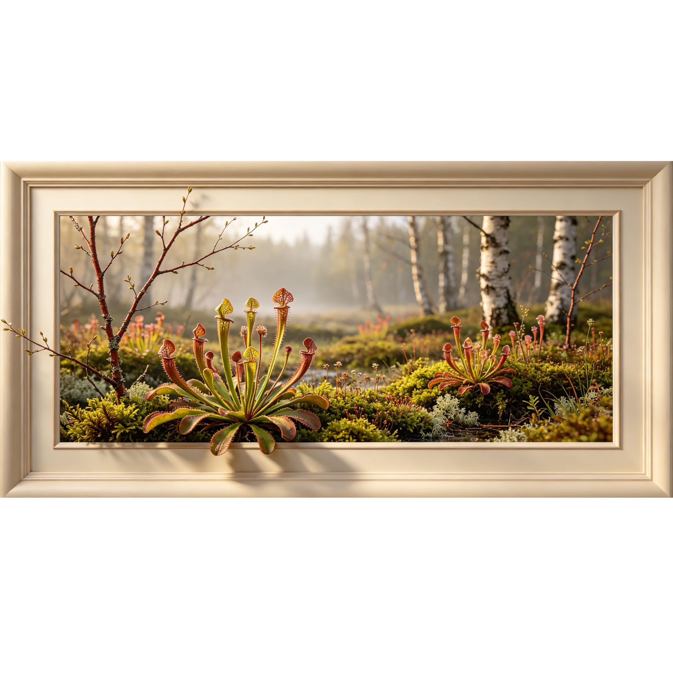 Agglomerix 3D Framed Wall Art Pitcher Plant Forest Botanical Wildlife Nature Landscape Large Size SelfAdhesive Removable Wall Decor Prints Artwork for Living Room Bedroom Office