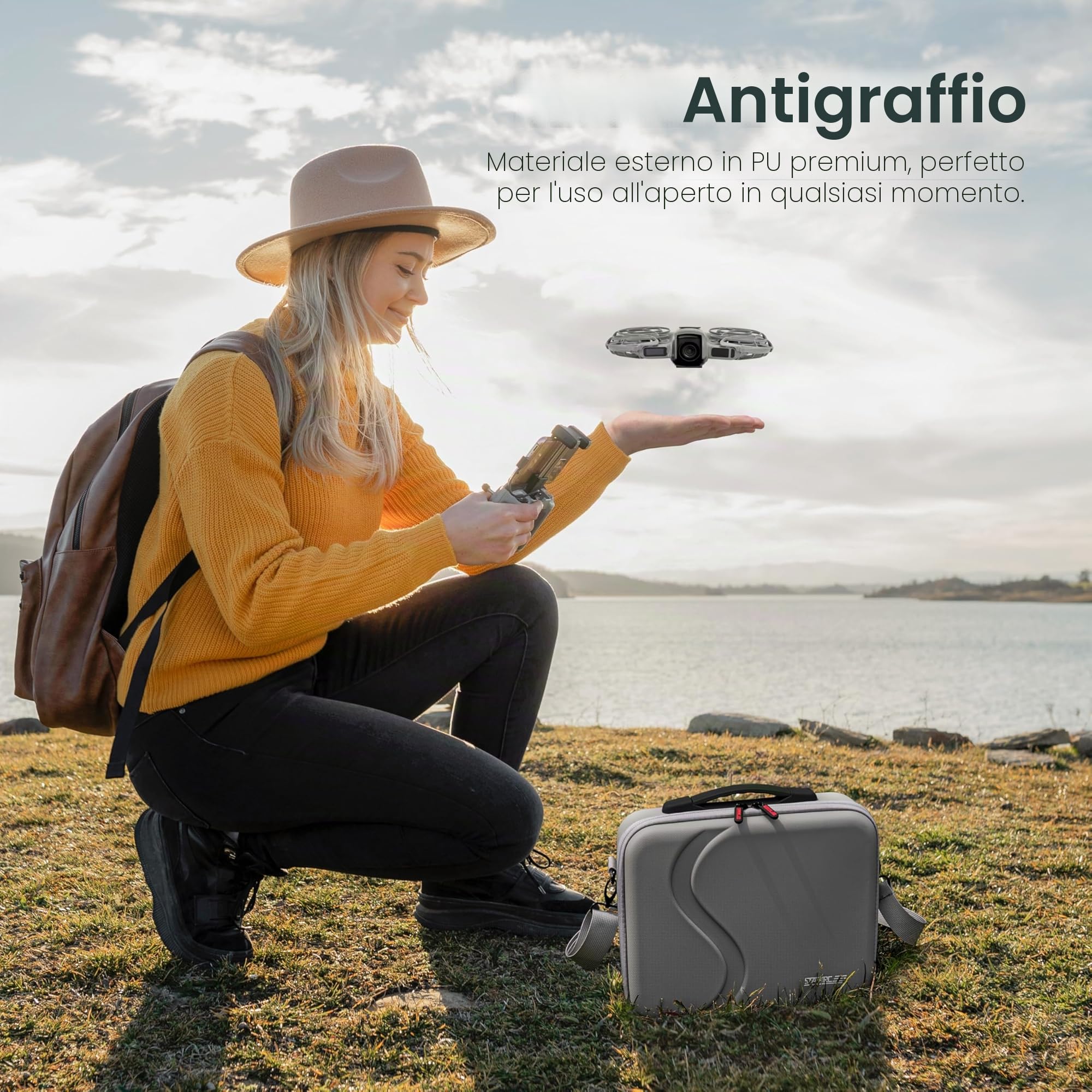 STARTRC Neo 2 Borsa, Custodia PU Portatile per DJI Neo 2 Fly More Combo Accessori, Borsa da Trasporto per DJI Neo 2 Droni Compatibile con Controller RC-N3/N, Batteria Neo 2, Stazione di Ricarica a Due