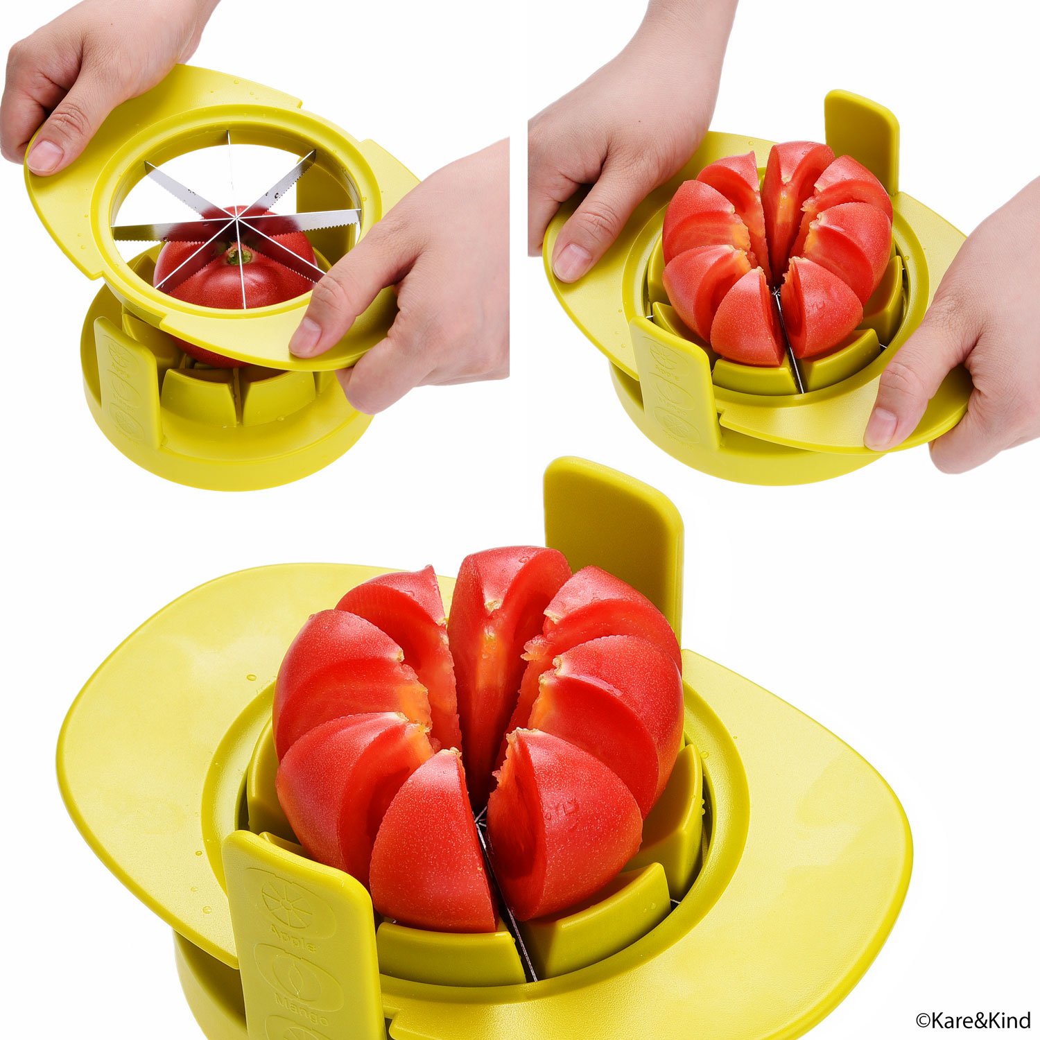 Lot de 3 Découpeurs Fruits et Légumes Kare & Kind – Coupe-Pomme, Coupe-Tomate, Coupe-Mangue