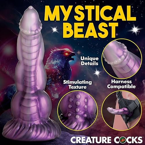 Miniatura 6 de CREATURE COCKS Consolador de silicona Celestial Cock para hombres, mujeres y parejas. Consolador de fantasía con base de ventosa. Compatible con