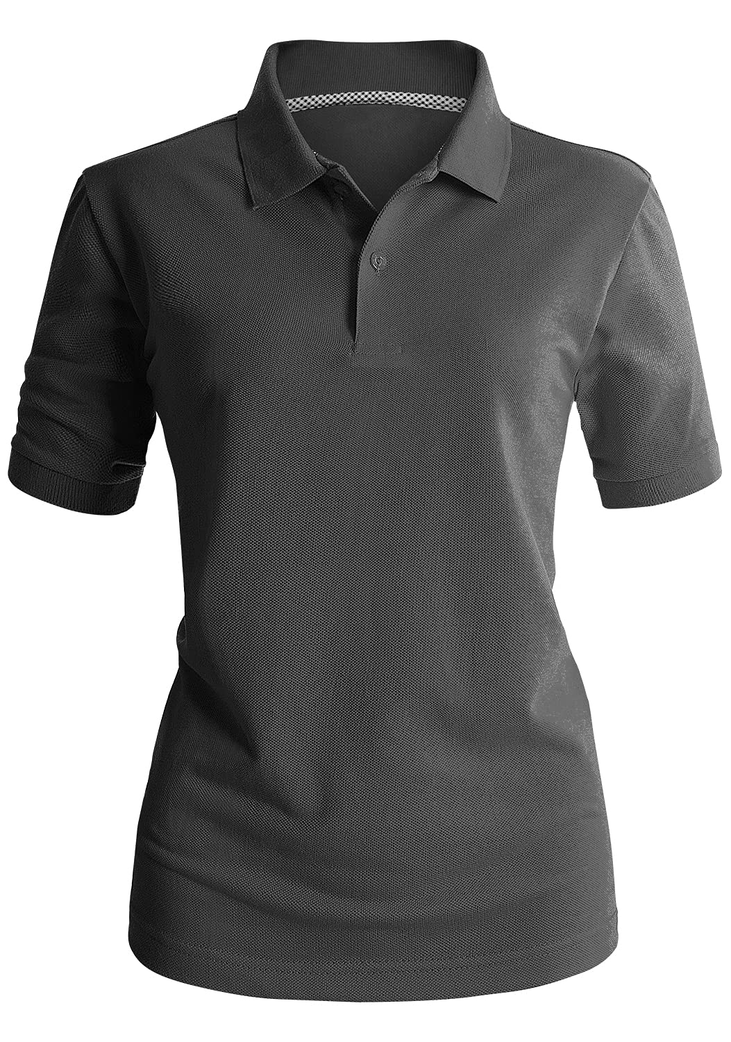 Women's Short Sleeve 2-Button Solid Top with Pocket