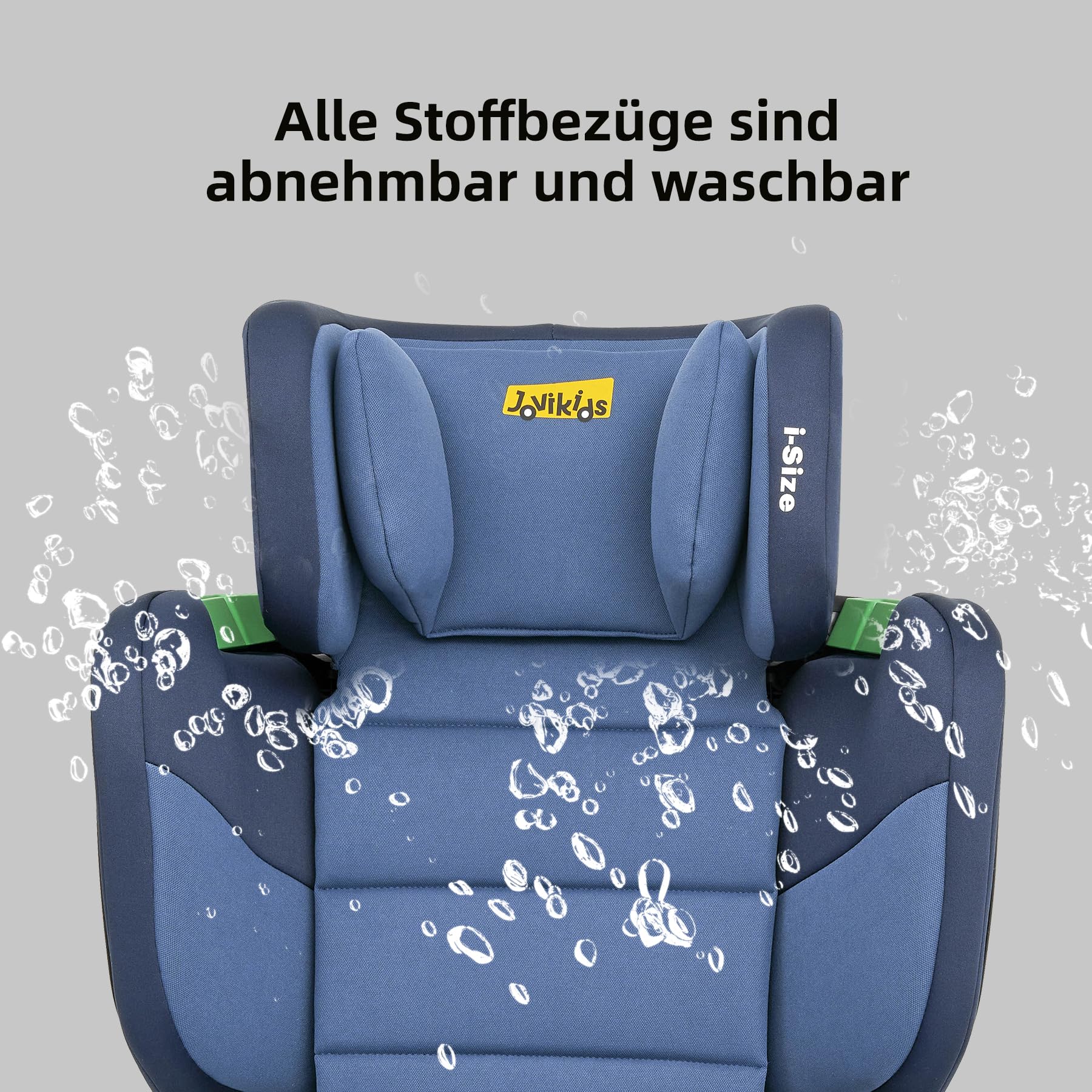 Jovikids Faltbar Kindersitz mit ISOFIX, i-Size R129 Kinderautositze ca. 3-12 Jahre (100-150cm), Kindersitzerhöhung mit Rückenlehne, Geeignet für Reisen (blau)