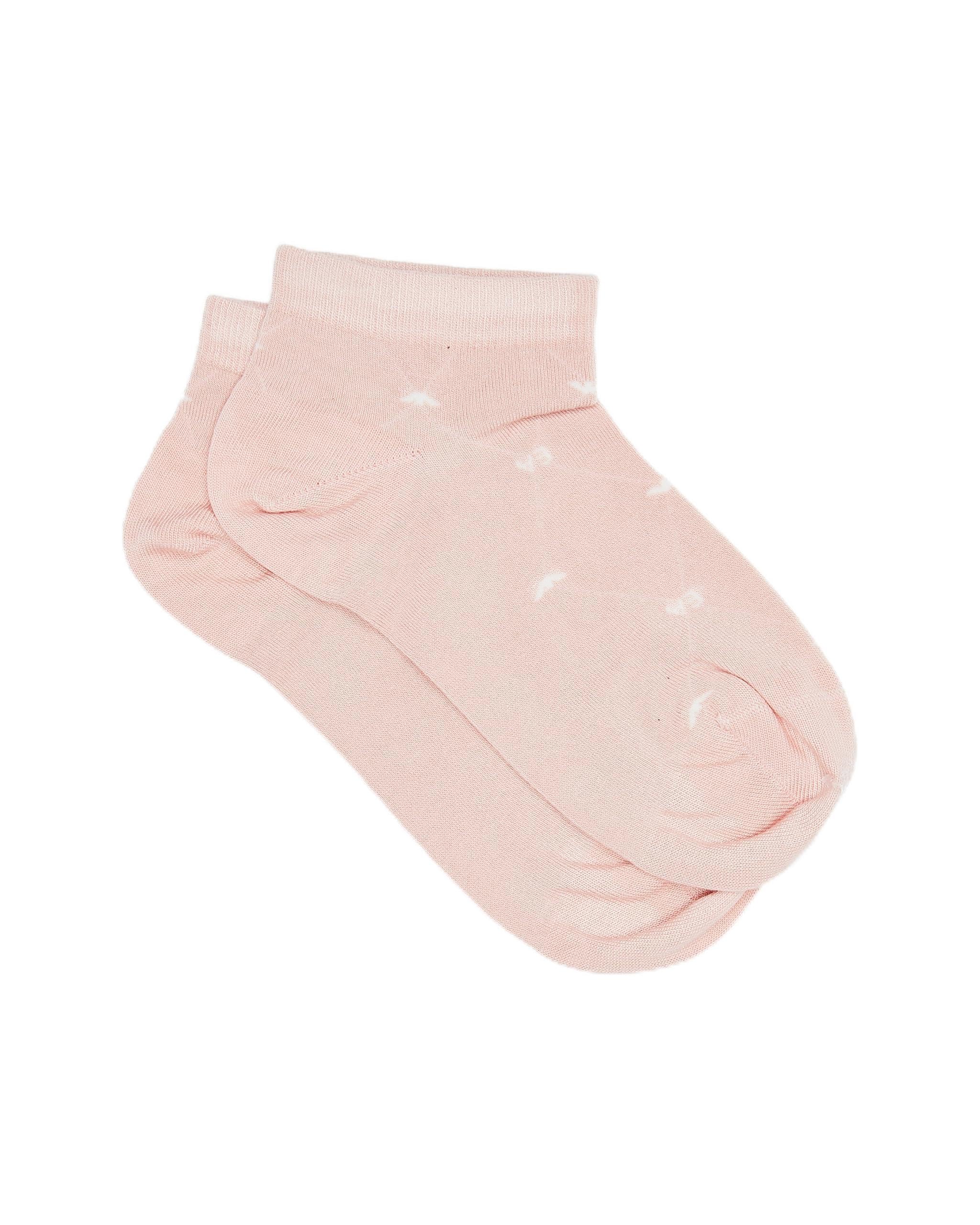 Emporio Armani Women's MICRO MODAL JACQUARD ANKLE SOCKS PinkOne Size