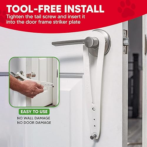 Miniatura 5 de FlexLatch Pestillo de puerta para gatos - Pestillo de puerta para gatos extragrande, alternativa a la puerta de gato, se instala rápidamente, correa