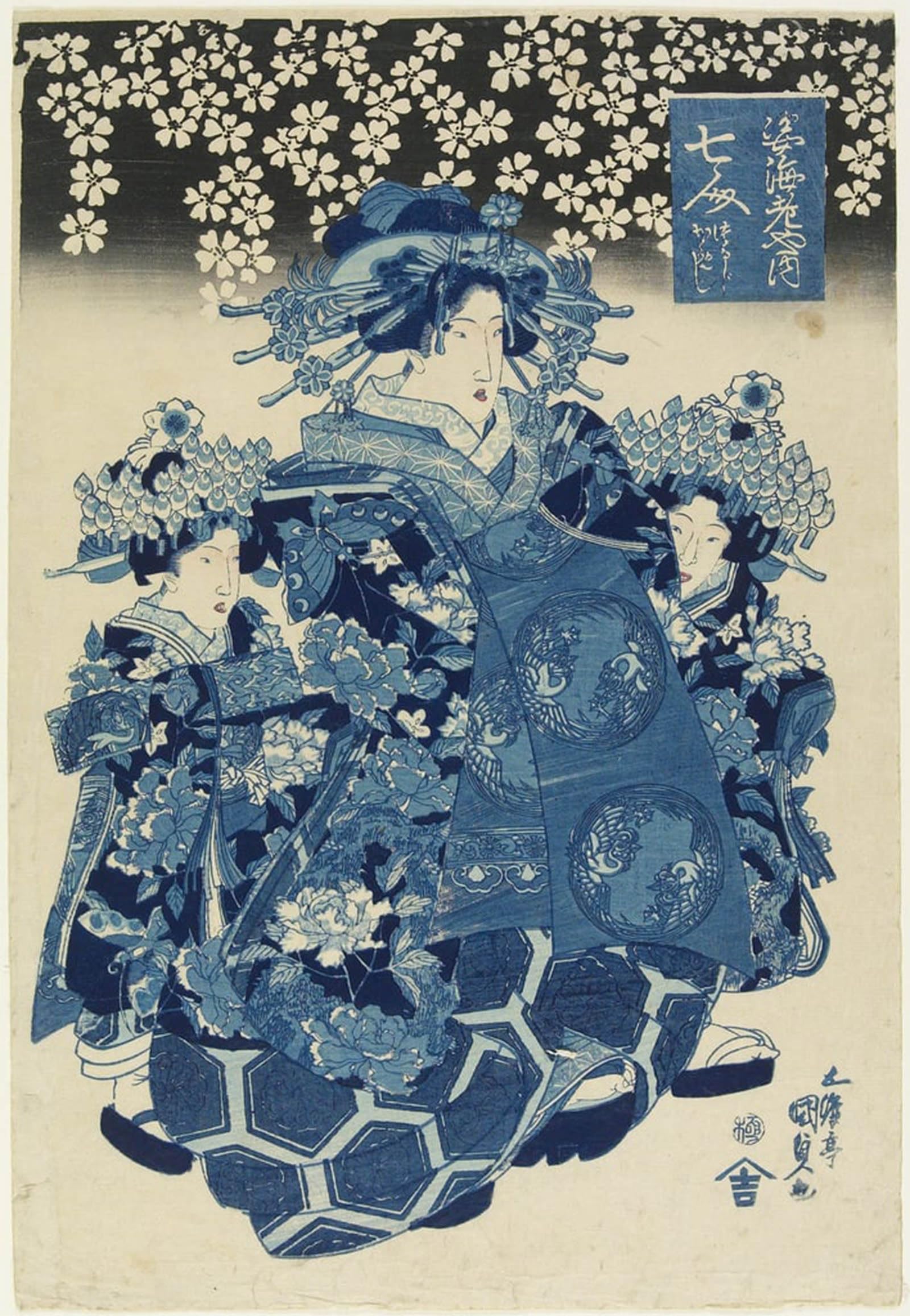 SERENDIPITP Retro Picture Poster Wall Art Pictures Painting One of the Seven Beautiful Courtesans of the Ebiya House by Utagawa Kunisada Wall Art Canvas Print for Wall Decor 60x90cm