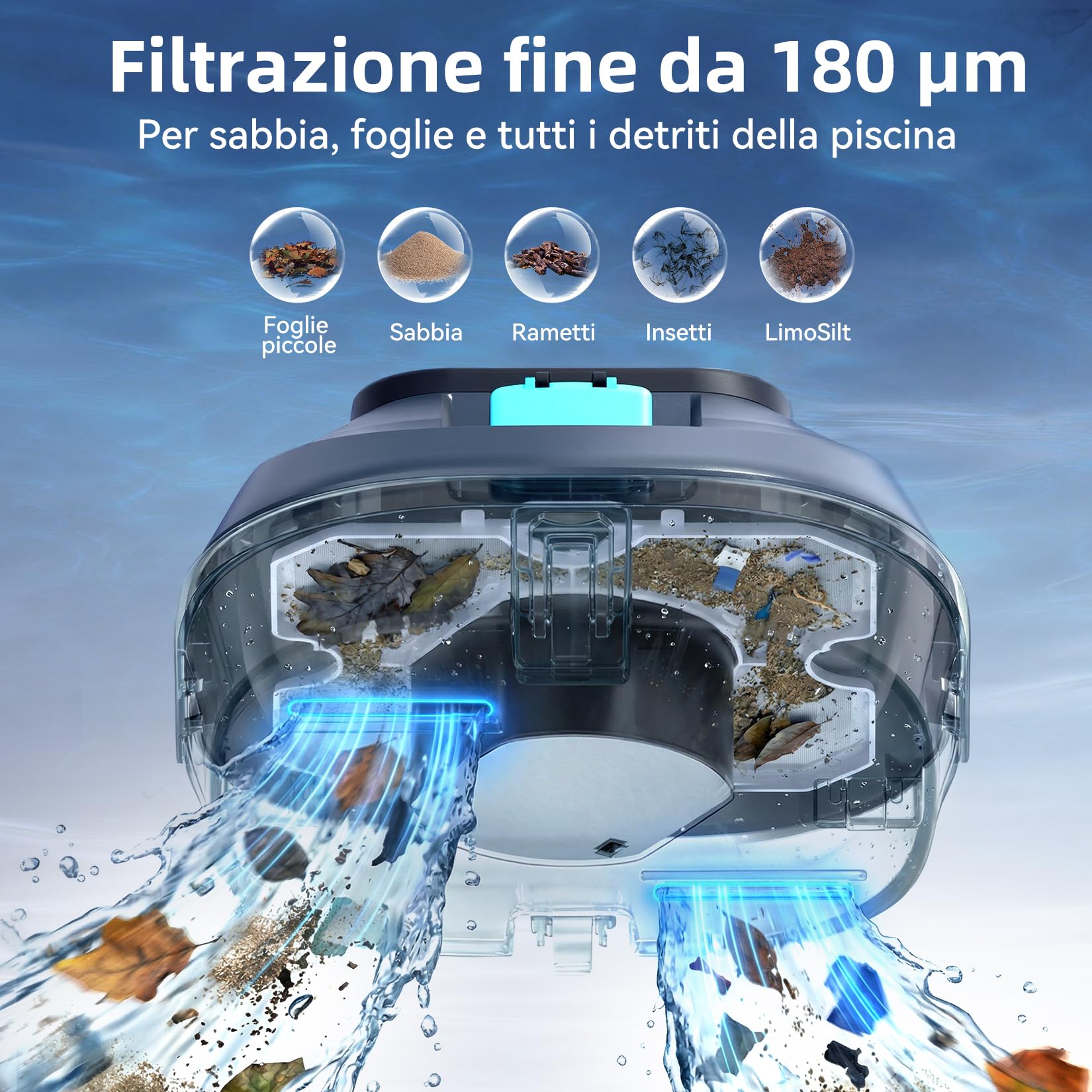 (2026 New) Pondee X2 Robot Piscina Senza Fili, Aspiratore 200 Min Autonomia, Parcheggio automatico, per Piscine Fuori Terra e Interrate fino a 120 m²