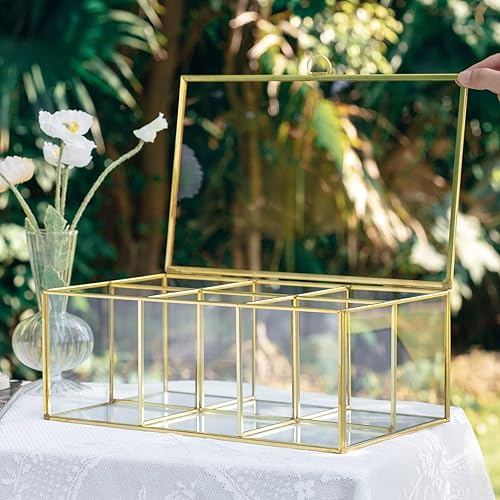 Miniatura 6 de NCYP Caja organizadora de bolsas de té de vidrio, caja de almacenamiento de bolsas de café de 11.4 x 7.1 x 4.5 pulgadas, 6 compartimentos de