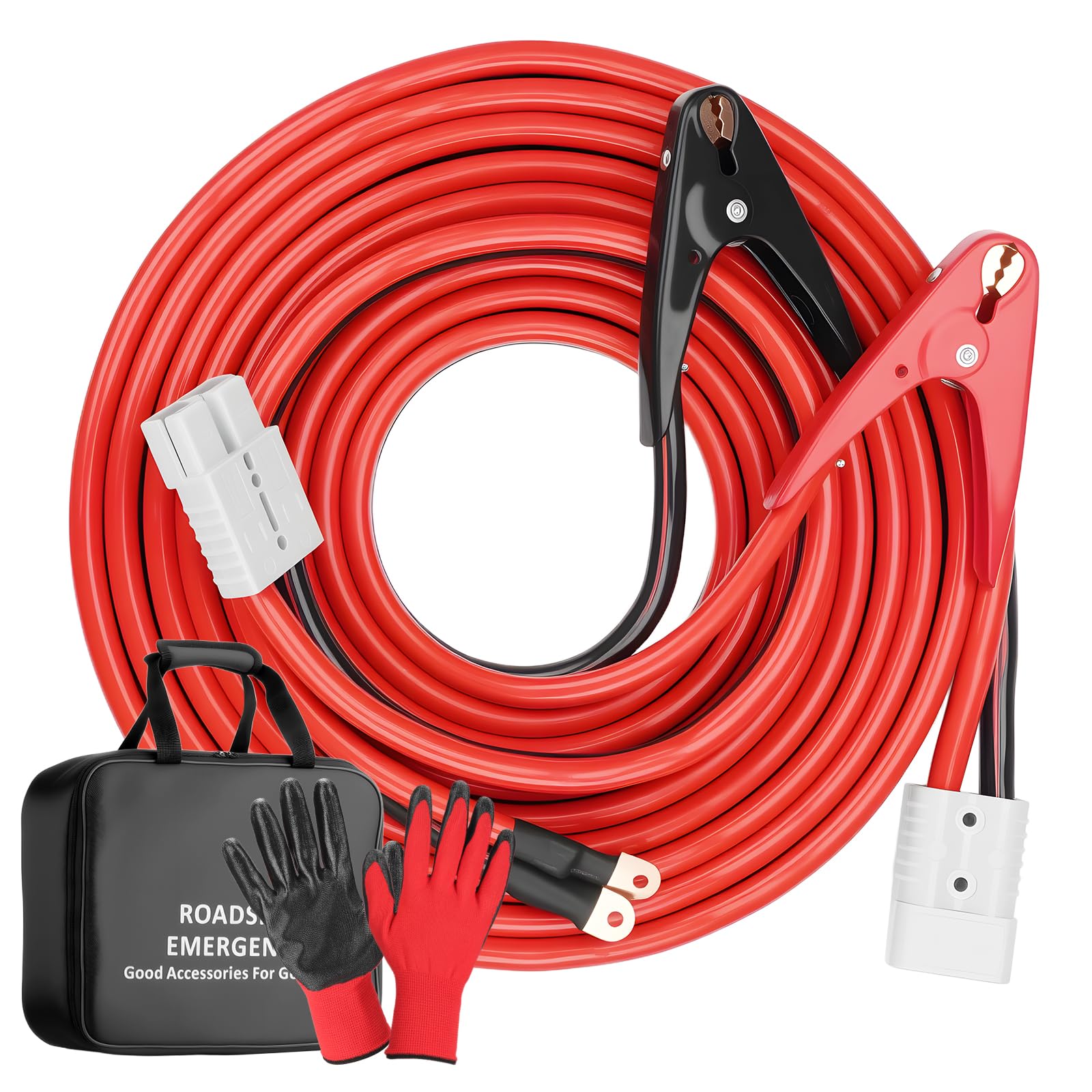 Cavi di avviamento per veicoli pesanti, 6 m, 1500 A, calibro 1/0, kit di cavi di avviamento per auto, SUV, camion, camper fino a 8 litri di benzina