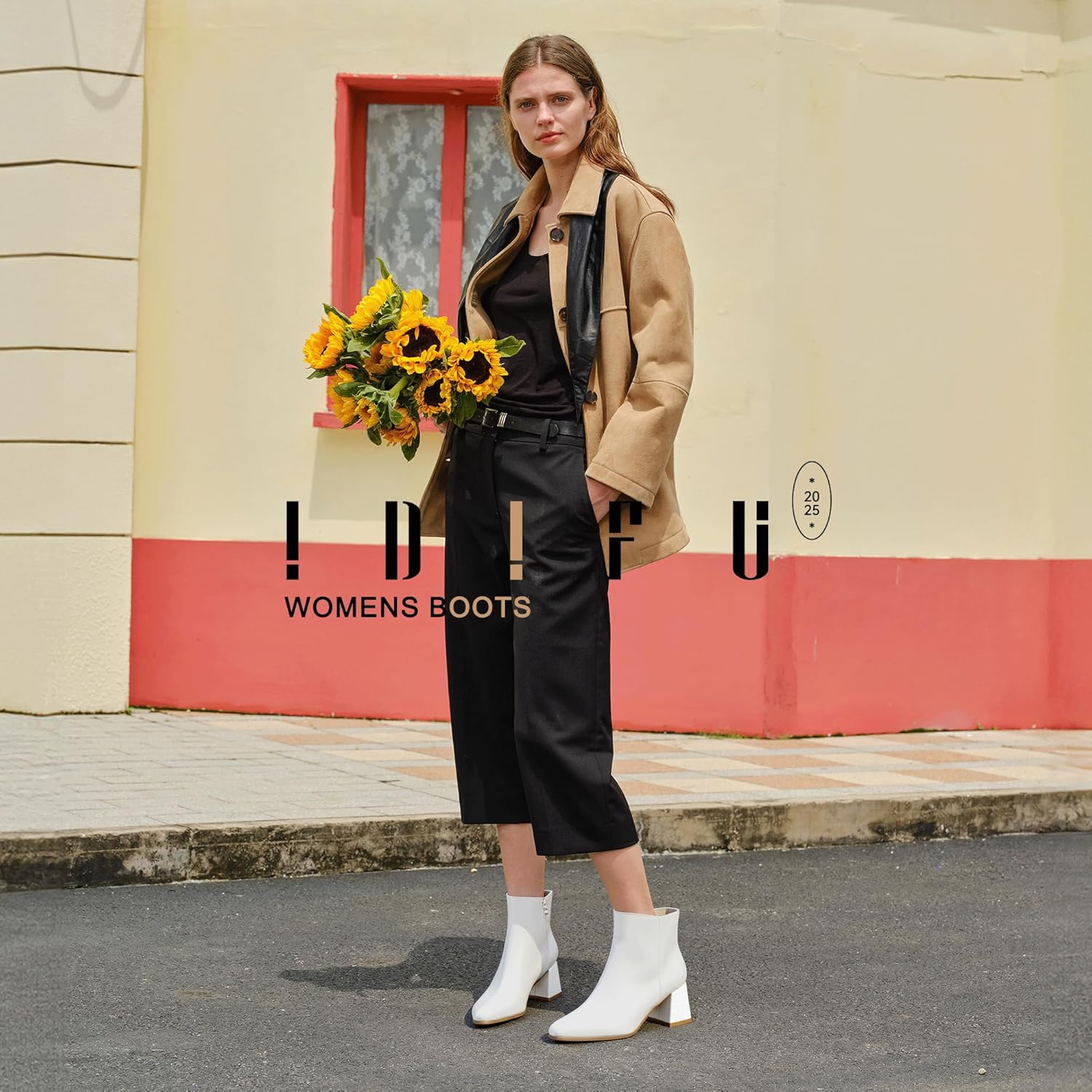IDIFU IN2 Ankle Boots for Women Low Short Chunky Block Heel Boot Fall Pointed Toe Dress Booties Ladies Comfortable Cute Fashion Boots
